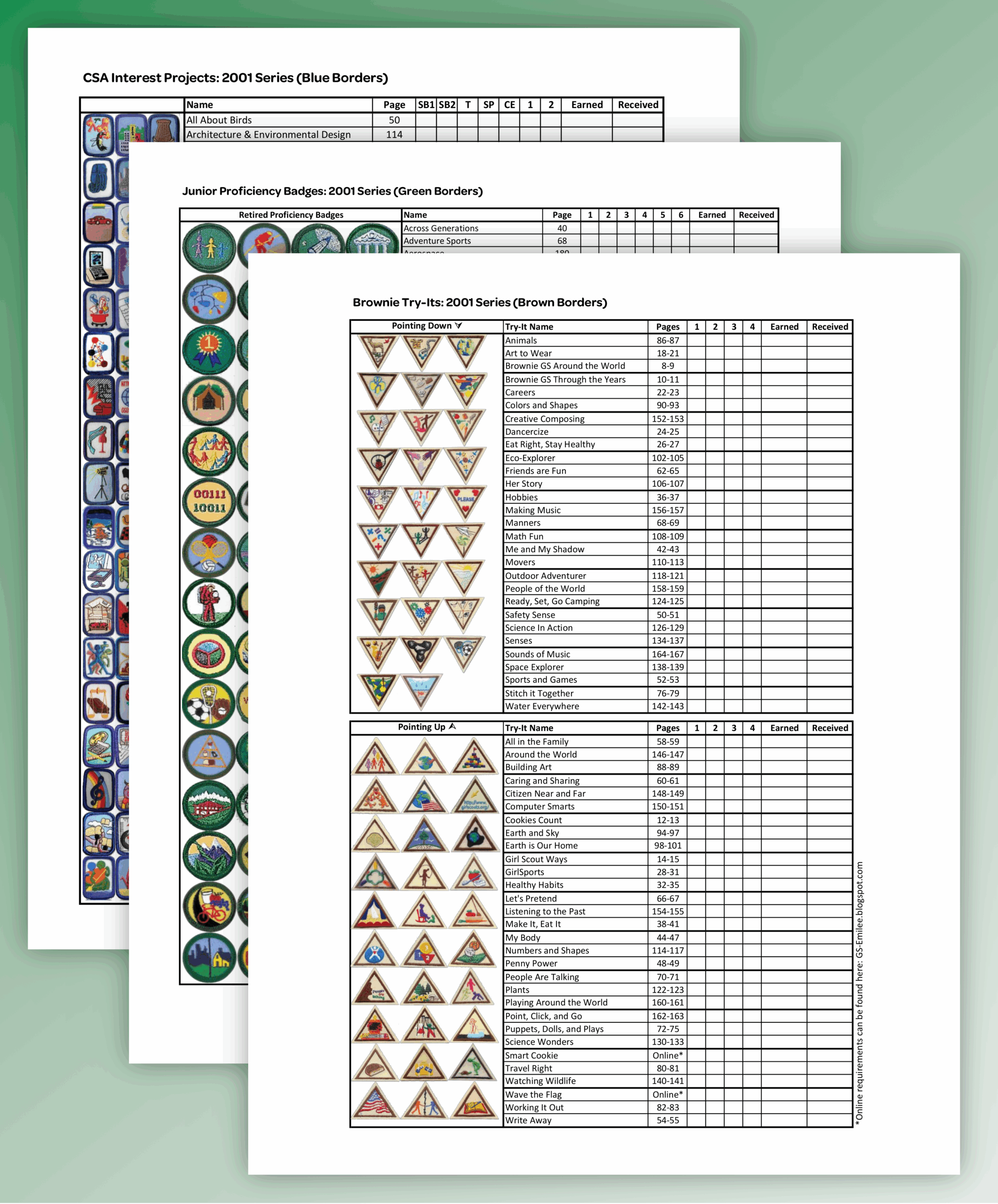Girls Scout Printable Badge List Girls Scout Printable Badge List