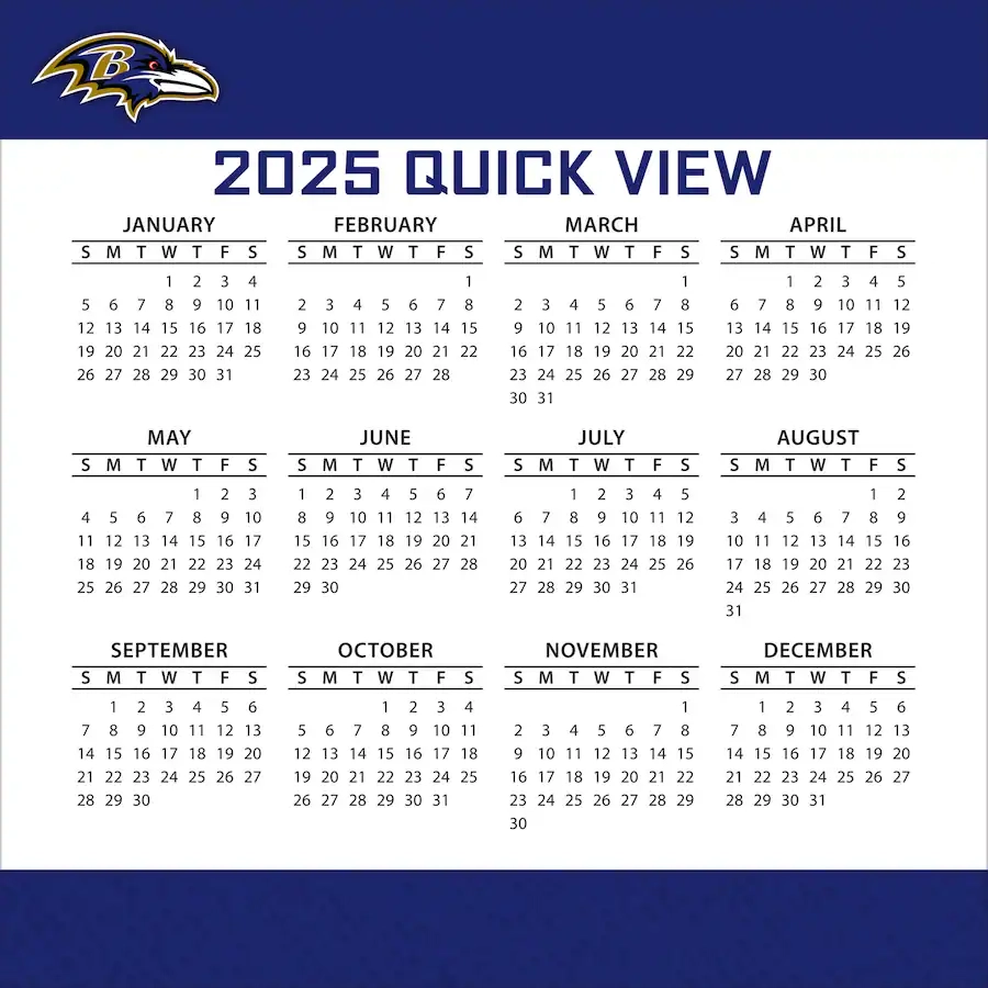 Baltimore Ravens 2025 Boxed Desk Calendar