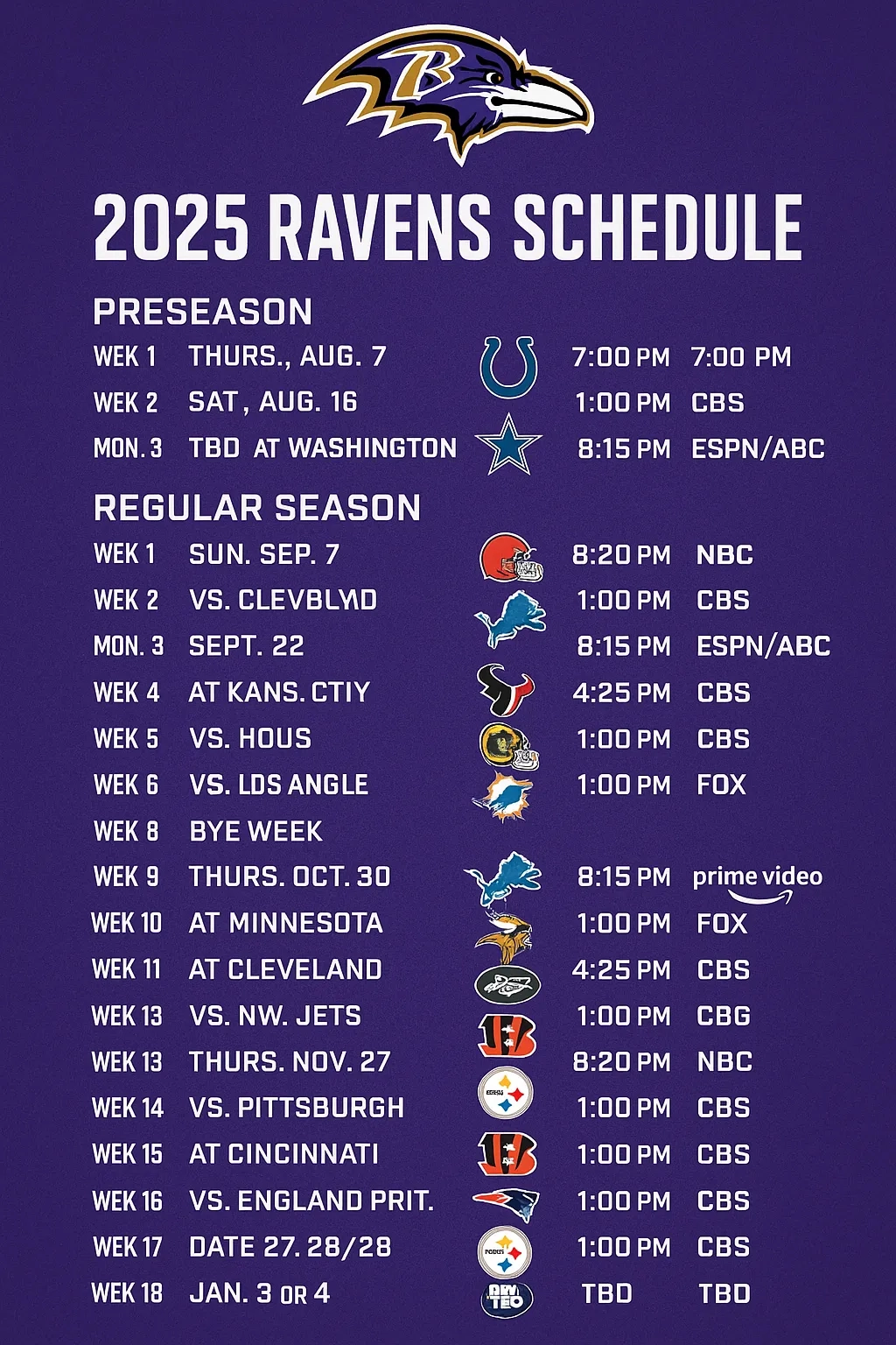 Baltimore Ravens 2025 Schedule Is Out 