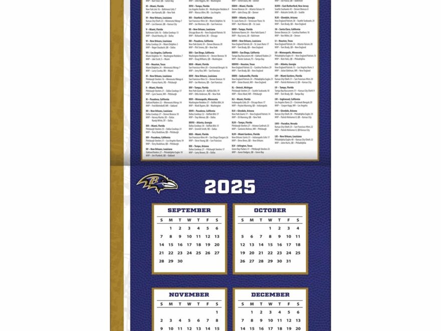 Baltimore Ravens NFL Calendar 2026