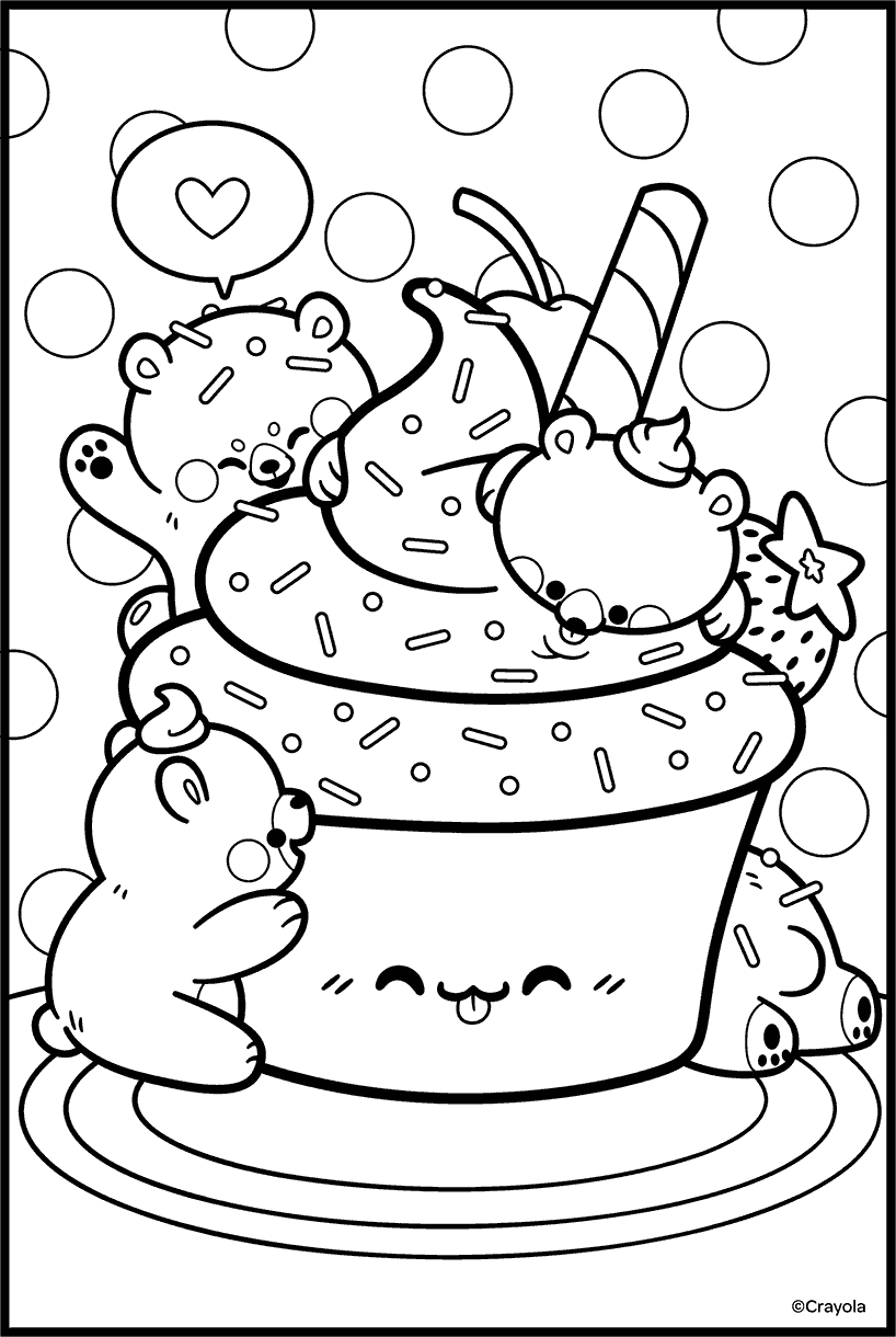 Bear Dessert Cute Coloring Page Bear Dessert Cute Coloring Page