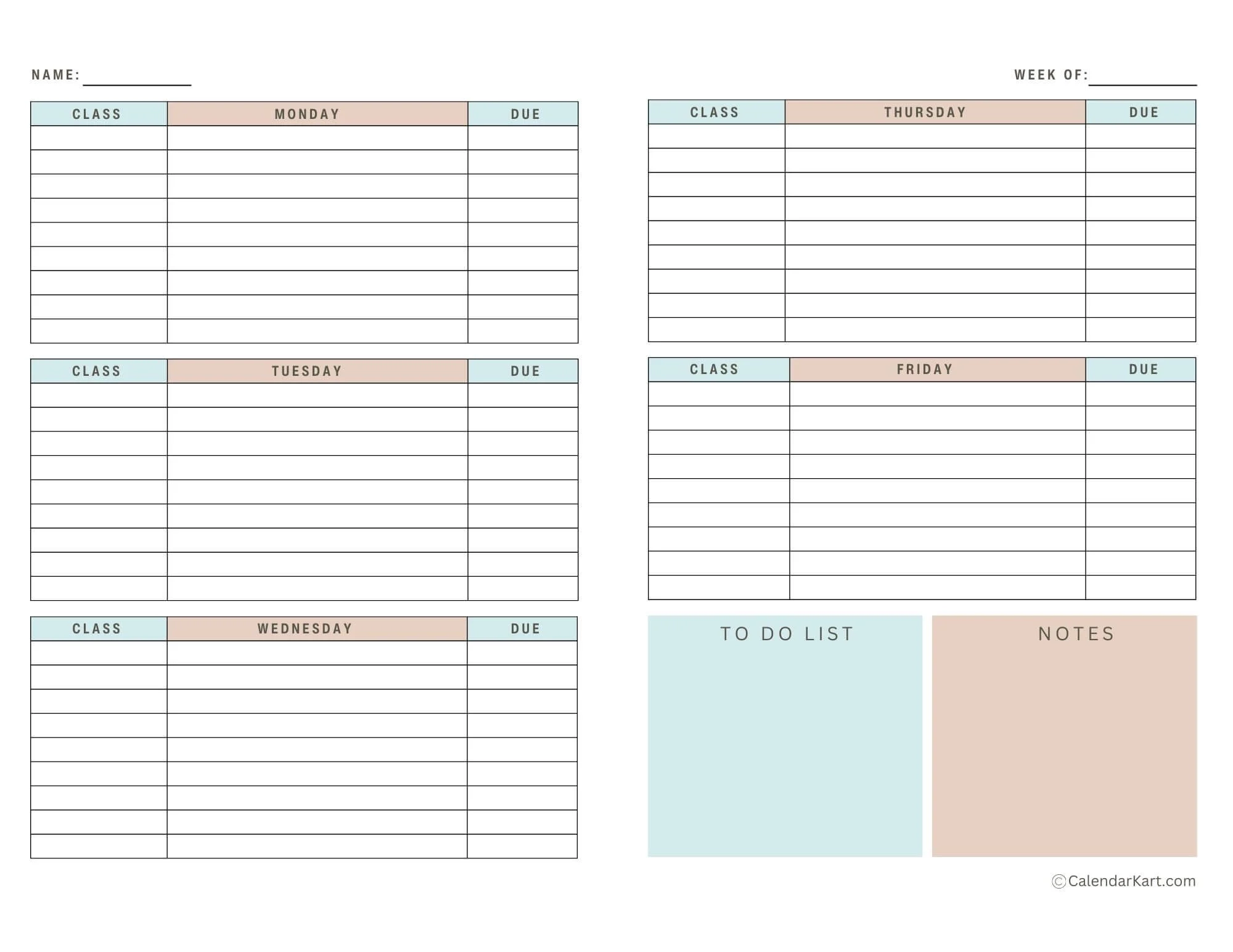 Printable College Student Planner Printable College Student Planner