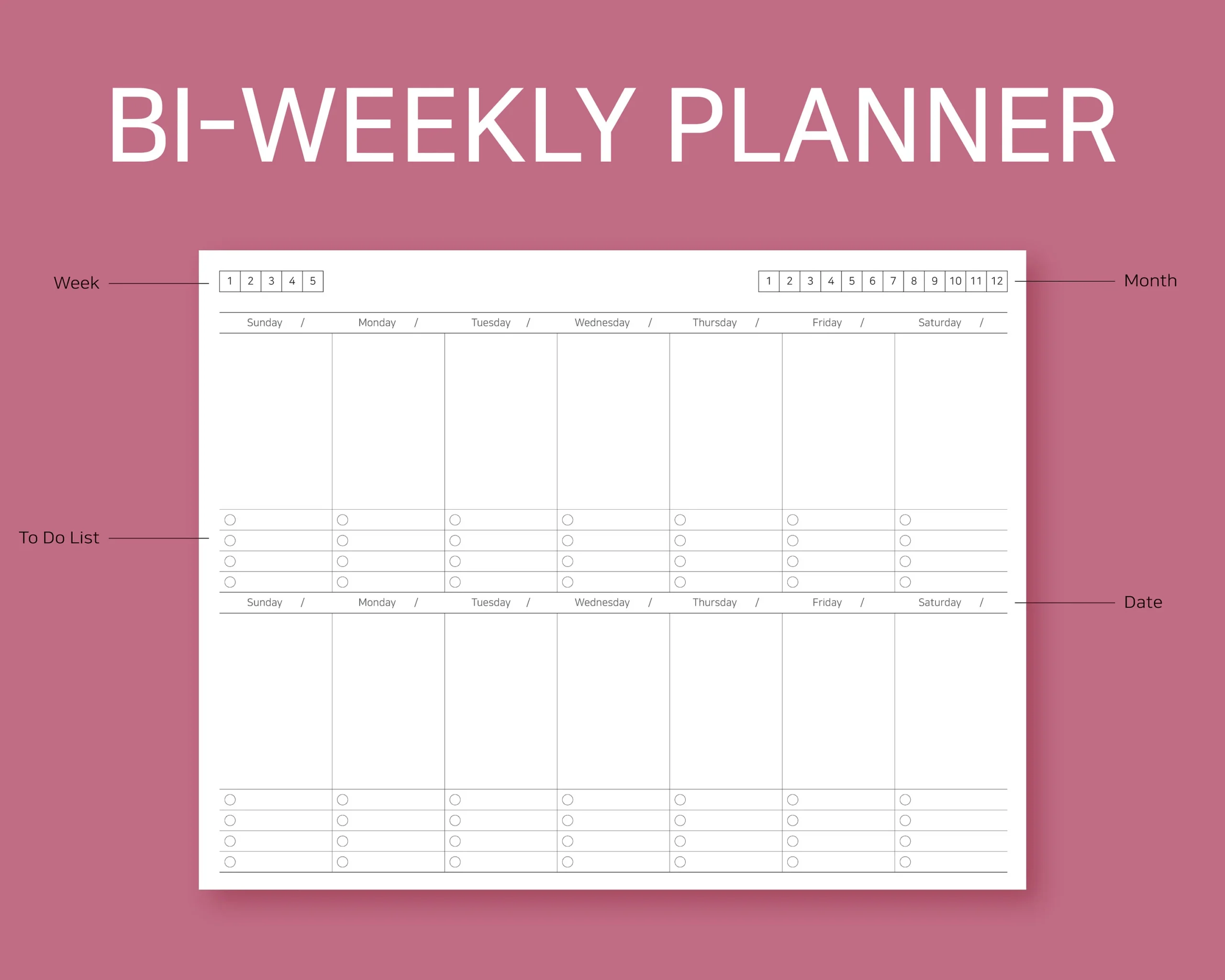 Printable Bi Weekly Planner Printable Bi Weekly Planner
