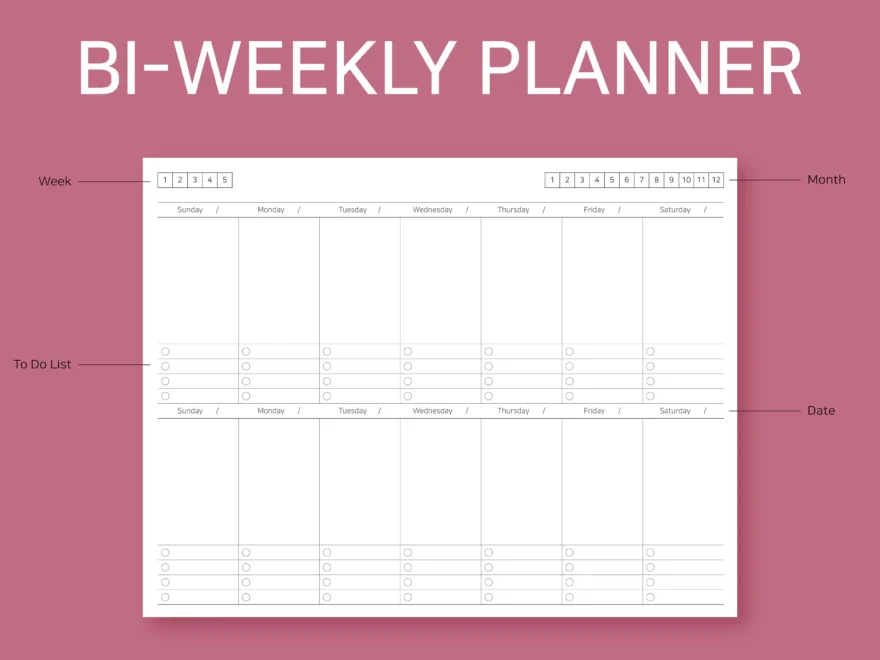 Bi weekly Planner Bi weekly Planner Printable Bi weekly Planner PDF Bi weekly Schedule Bi weekly Schedule Planner Etsy