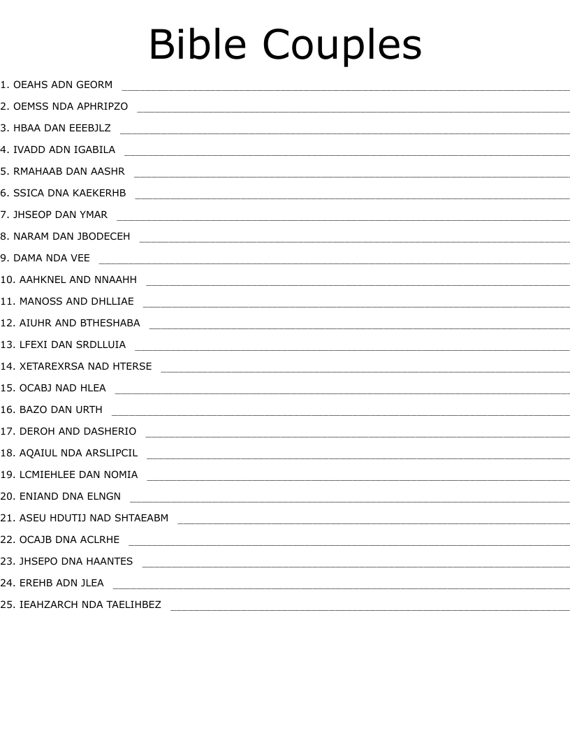 Bible Couples Quiz Free Printable