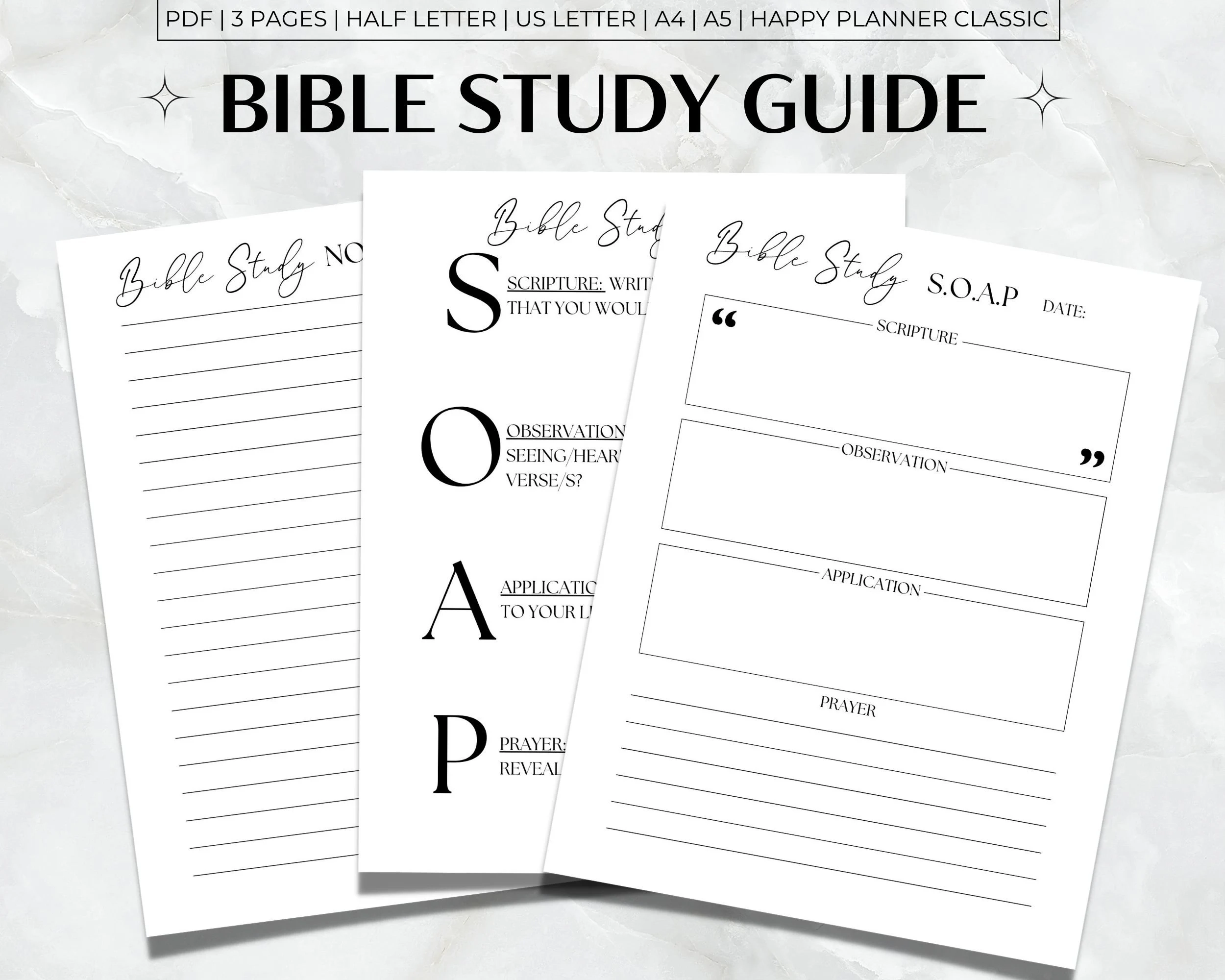 Bible Study Guide Printable SOAP Bible Study Template Minimalist Bible Study PDF SOAP Bible Study Guide Etsy