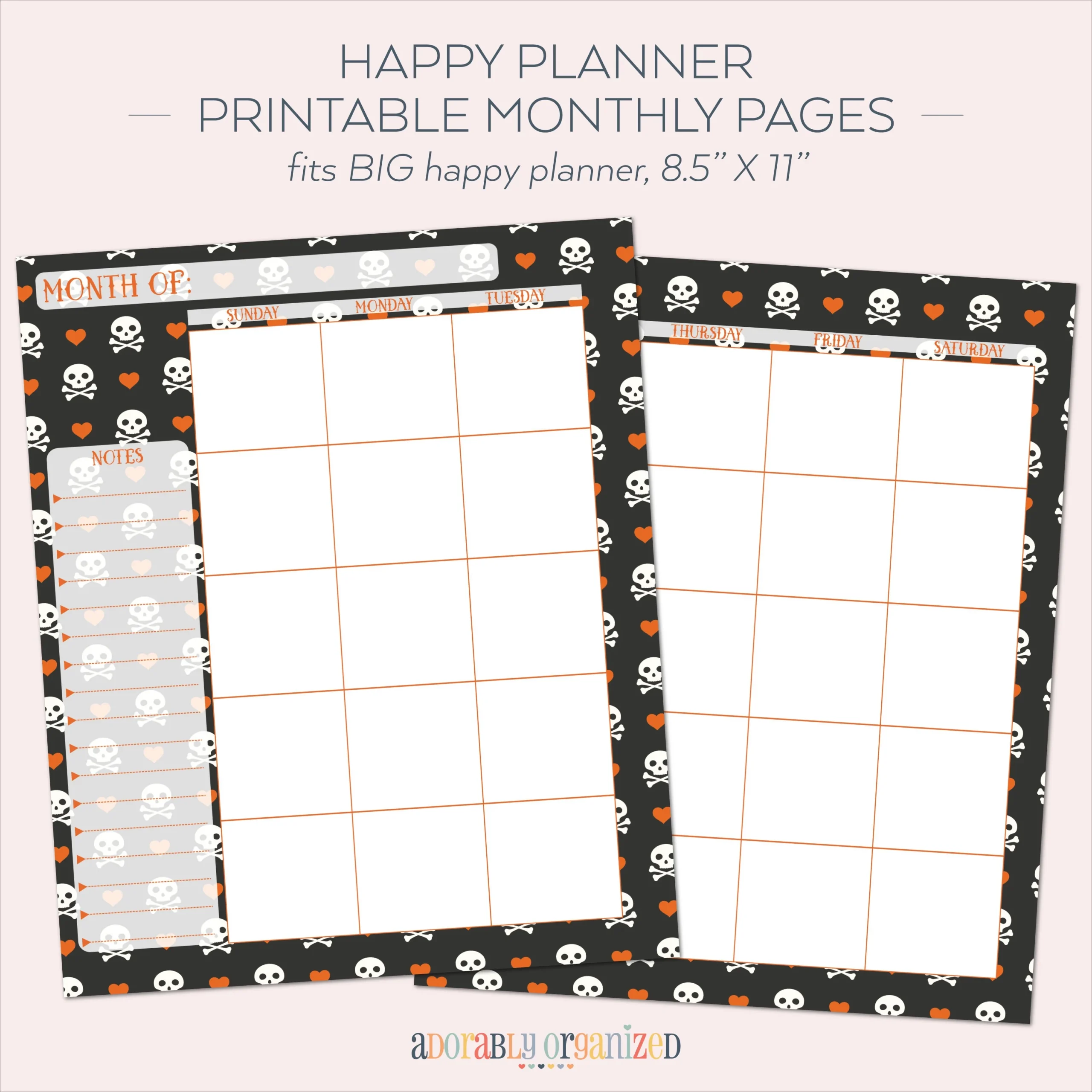 Big Happy Planner Monthly Printable