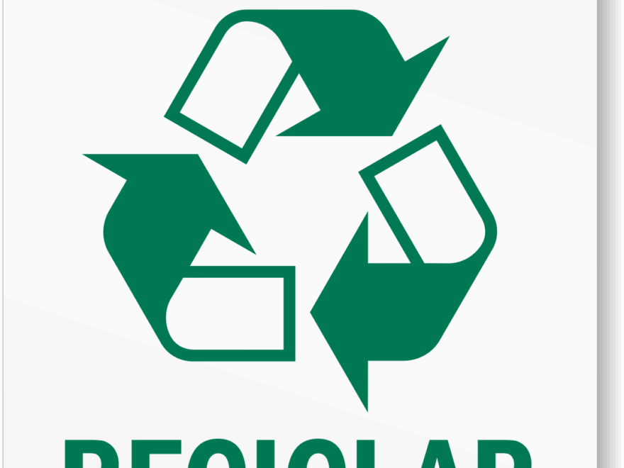 Bilingual GoGreen Recycle Recicle Sign With Symbol SKU S 7000
