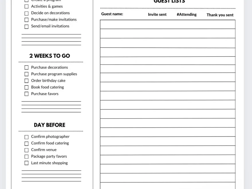 Birthday Party Planner Printable Event Organizer PDF Etsy