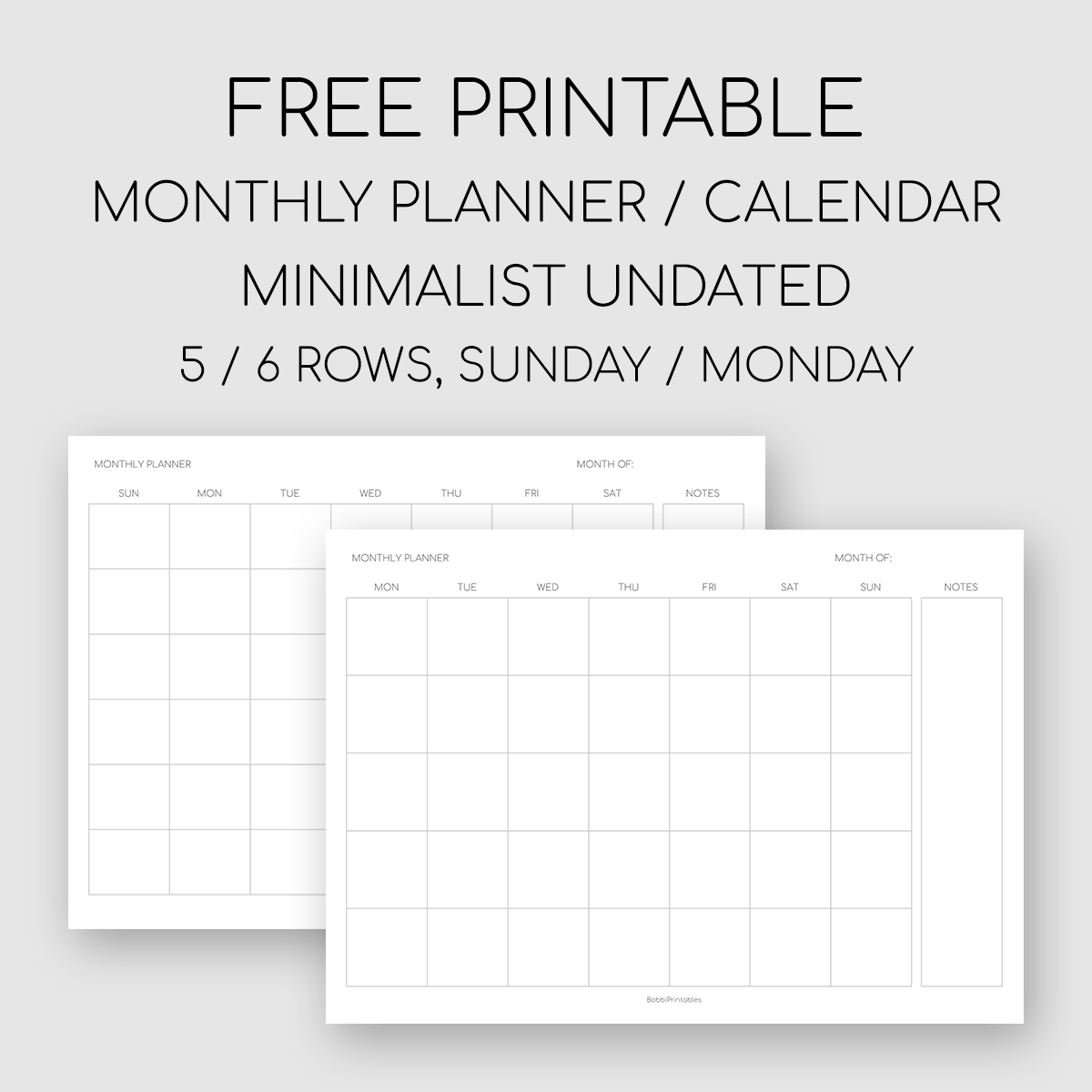 Monthly Planner Printable Minimal Monthly Planner Printable Minimal