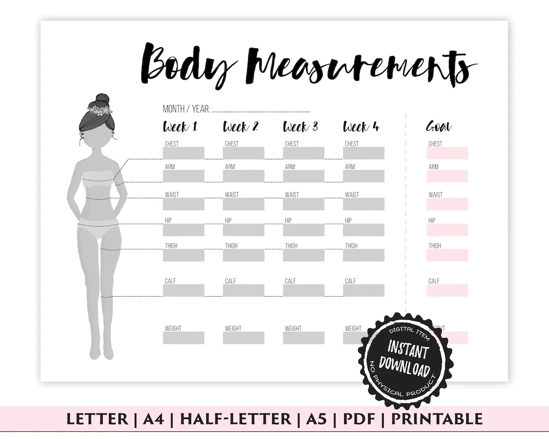 Printable Weight Loss Body Measurement Chart