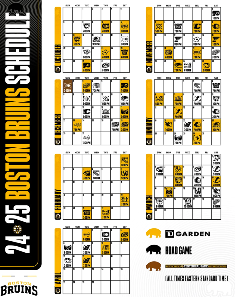 Boston Bruins 2025 Schedule New England Eatery Pub