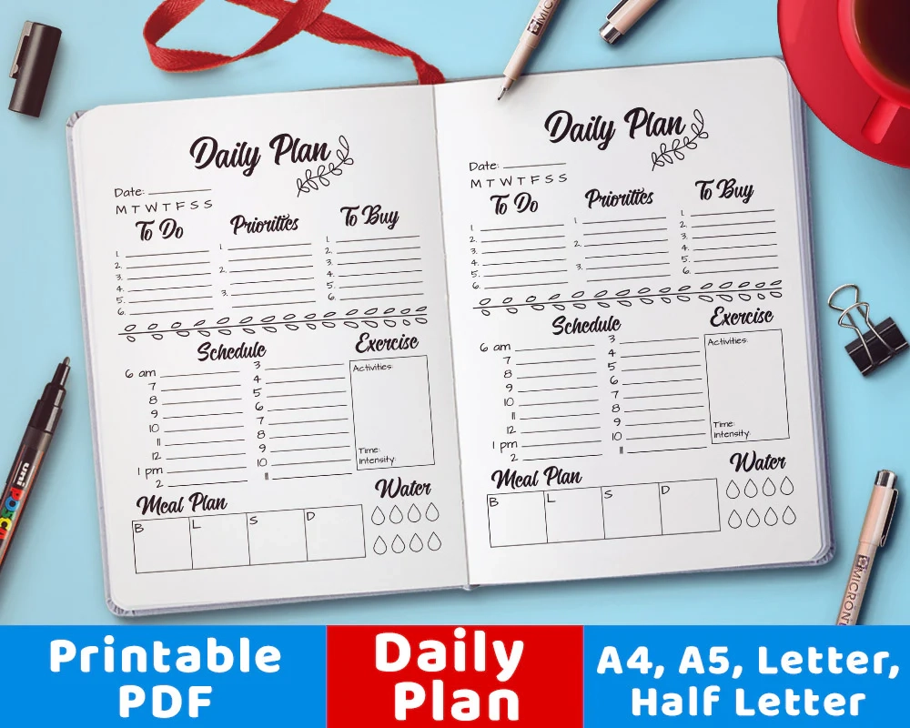 Bullet Journal Printable Daily Plan The Digital Download Shop Bullet Journal Printable Daily Plan The Digital Download Shop