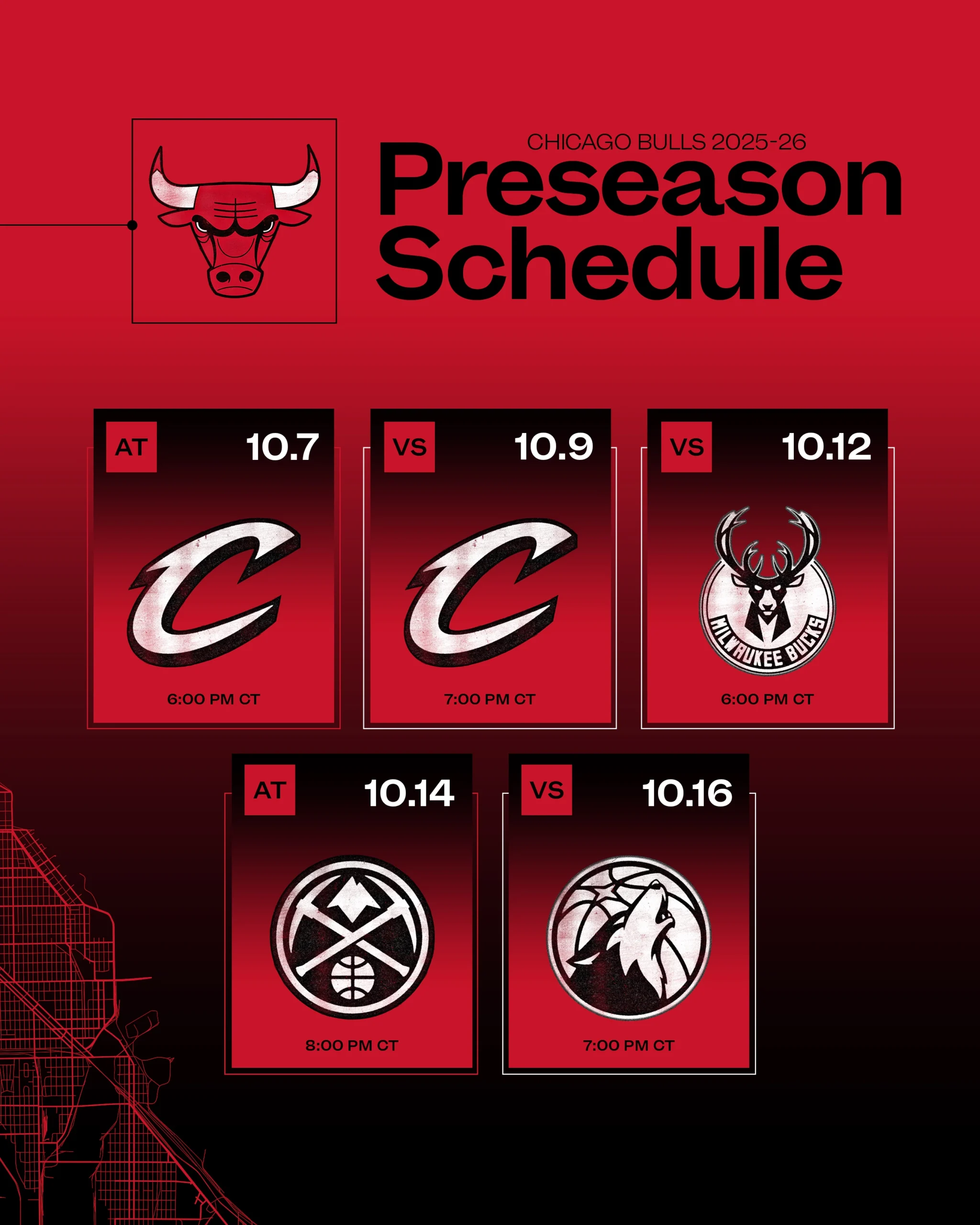 Bulls Announce 2025 Preseason Schedule Chicago Bulls