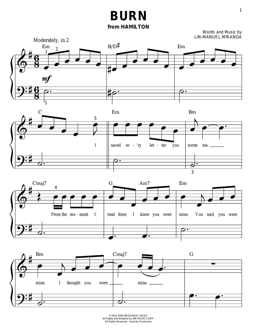Hamilton Piano Sheet Music Free Printable