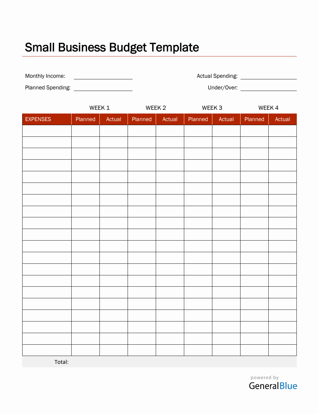 Free Printable Monthly Business Expense Sheet