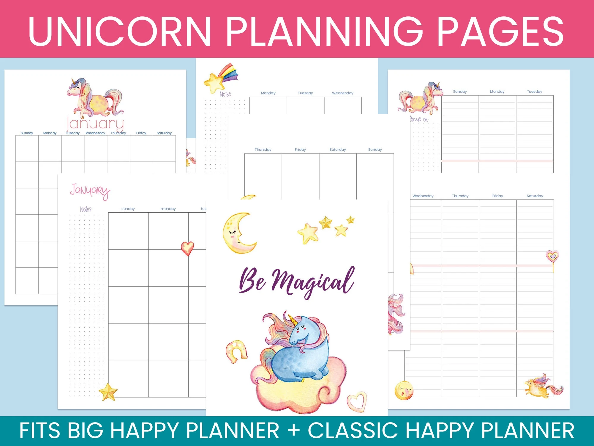 Happy Planner Printable Unicorn
