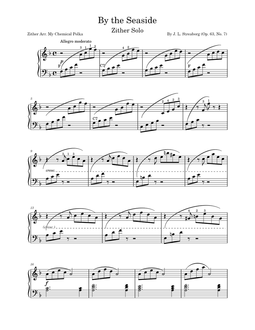 Free Printable Zither Sheet Music