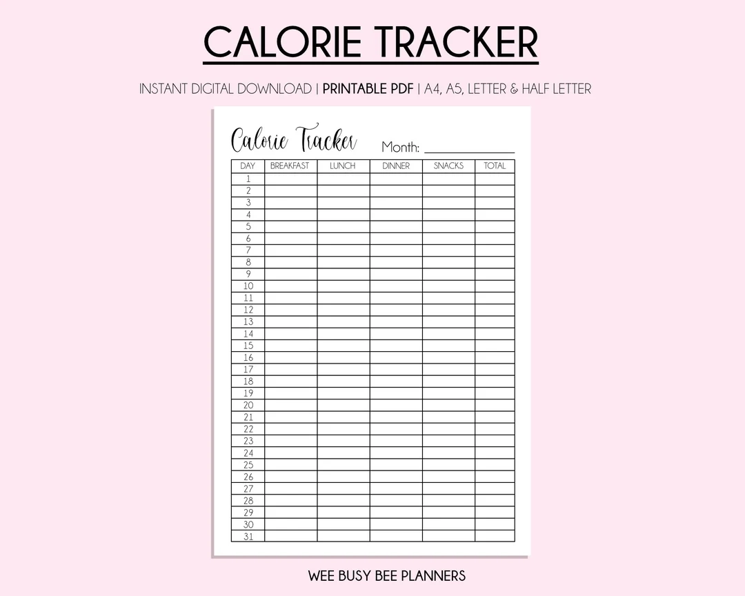 Printable Weight Loss Calorie Chart