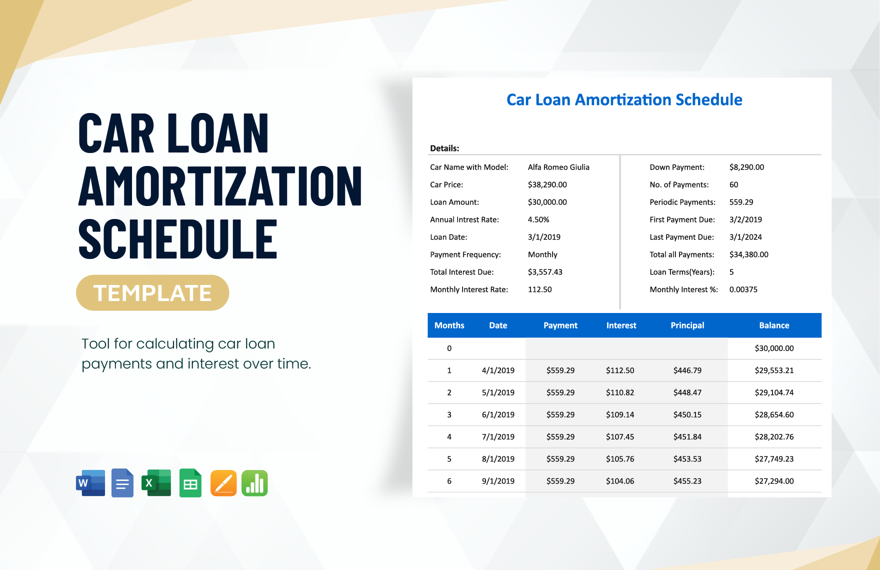 Printable Car Amortization Schedule Printable Car Amortization Schedule