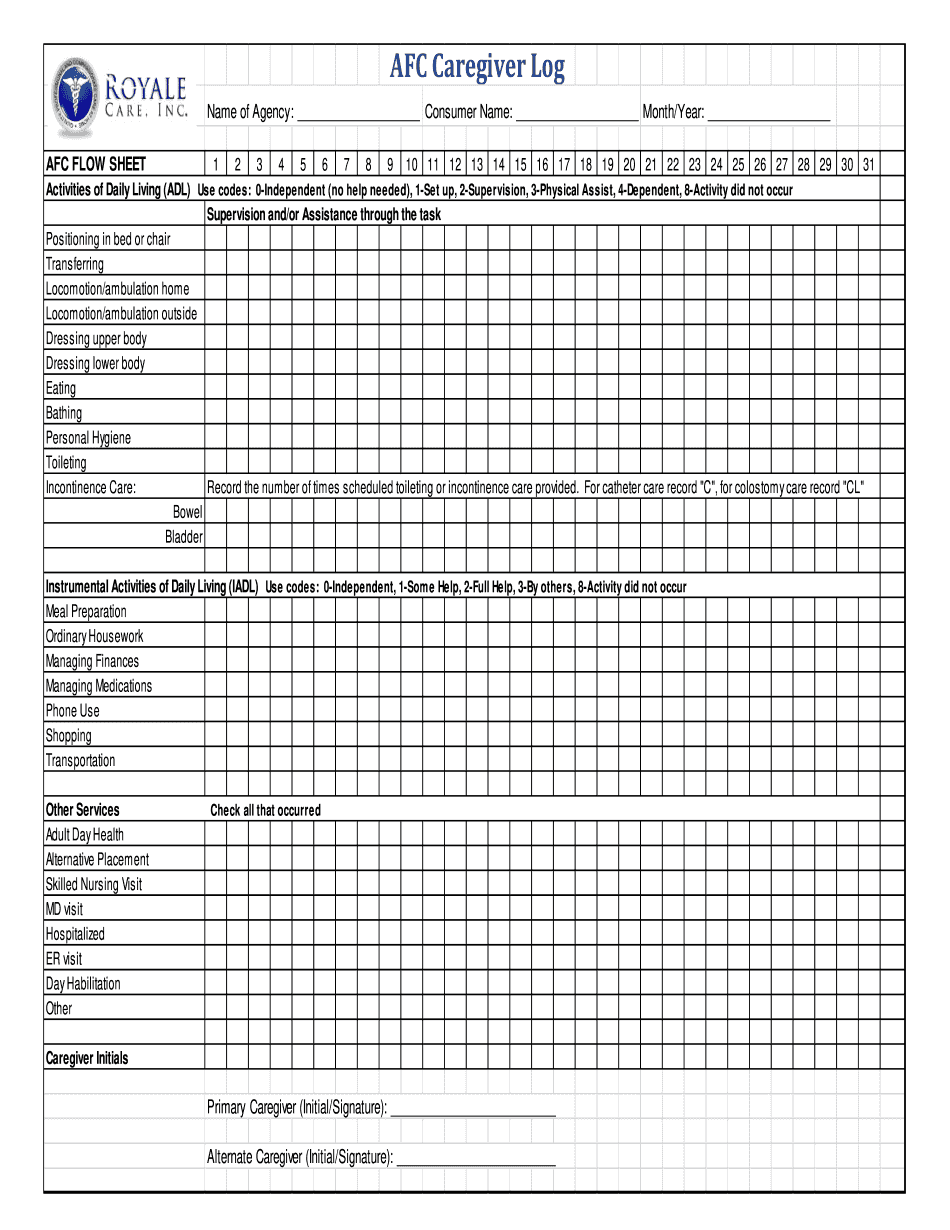Caregiver Daily Schedule Template Printable Blank PDF Online Caregiver Daily Schedule Template Printable Blank PDF Online