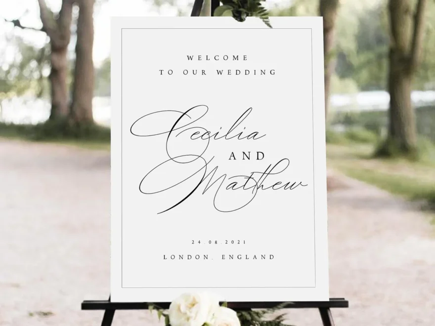 Cecilia Classic Wedding Welcome Sign Template Blush Paperie