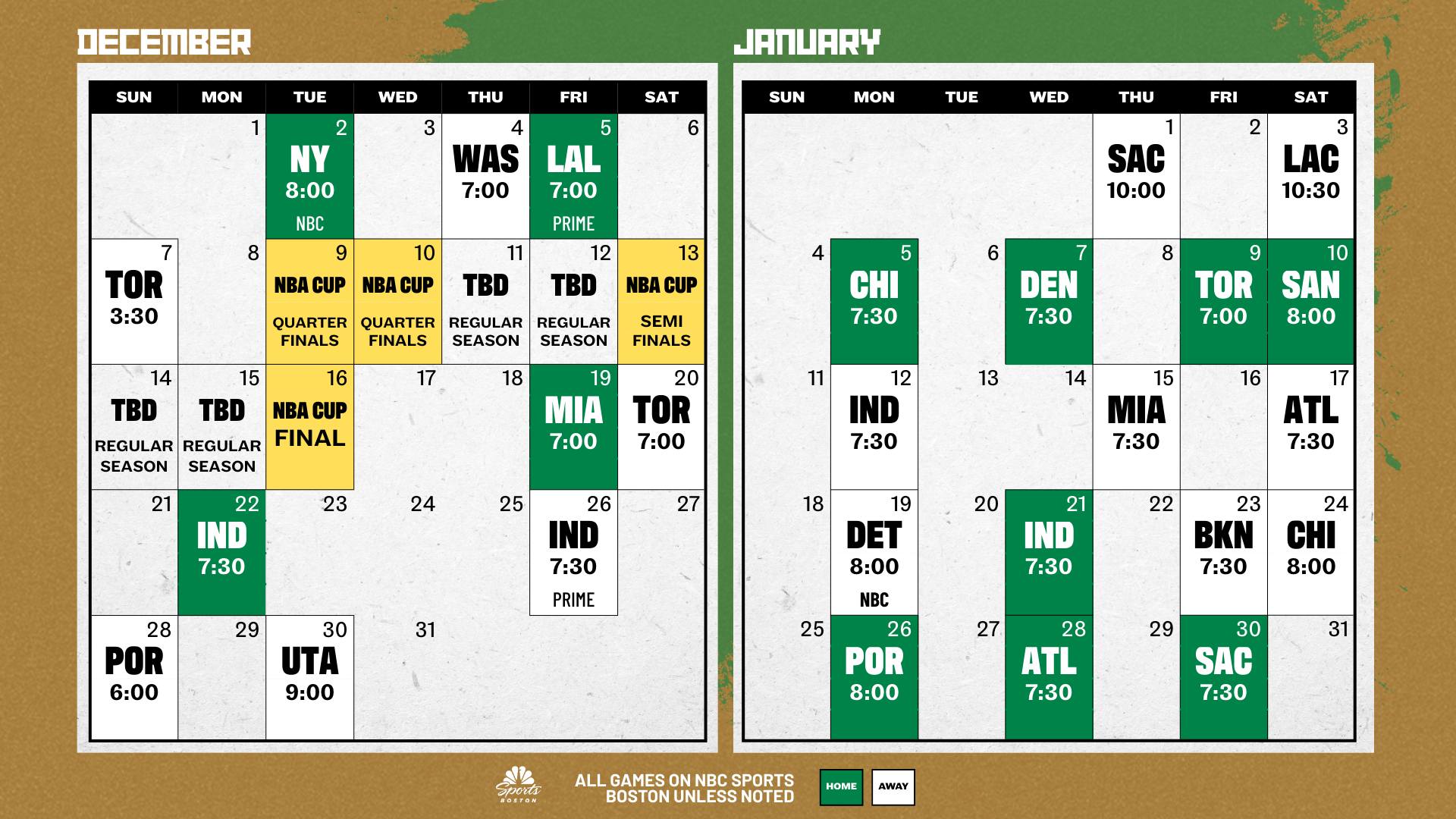 Celtics 2025 26 Schedule With Dates Opponents For Every Game NBC Sports Boston