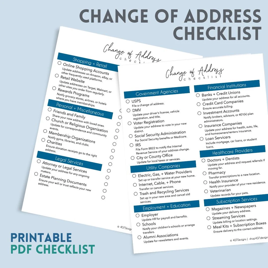 Address Change List Printable