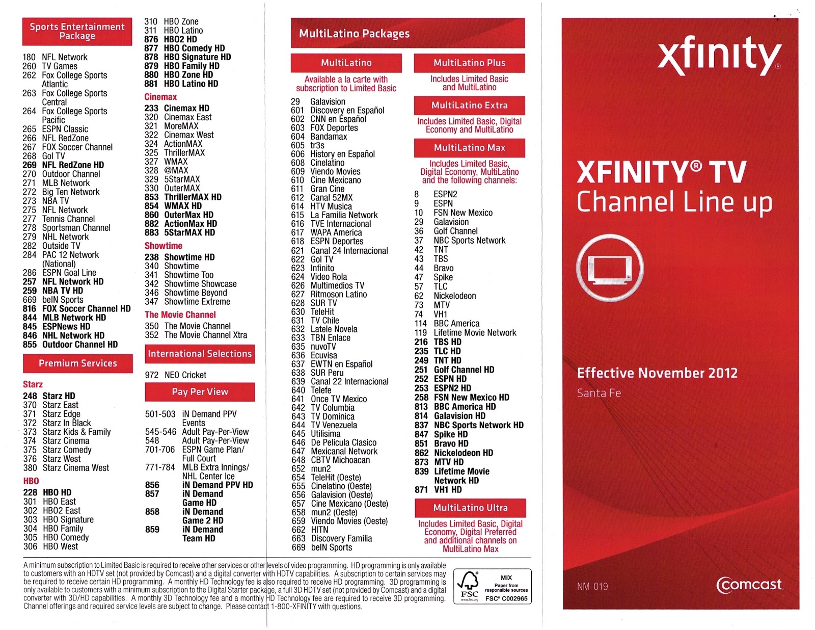 Printable Infinity Channel Lineup Printable Infinity Channel Lineup