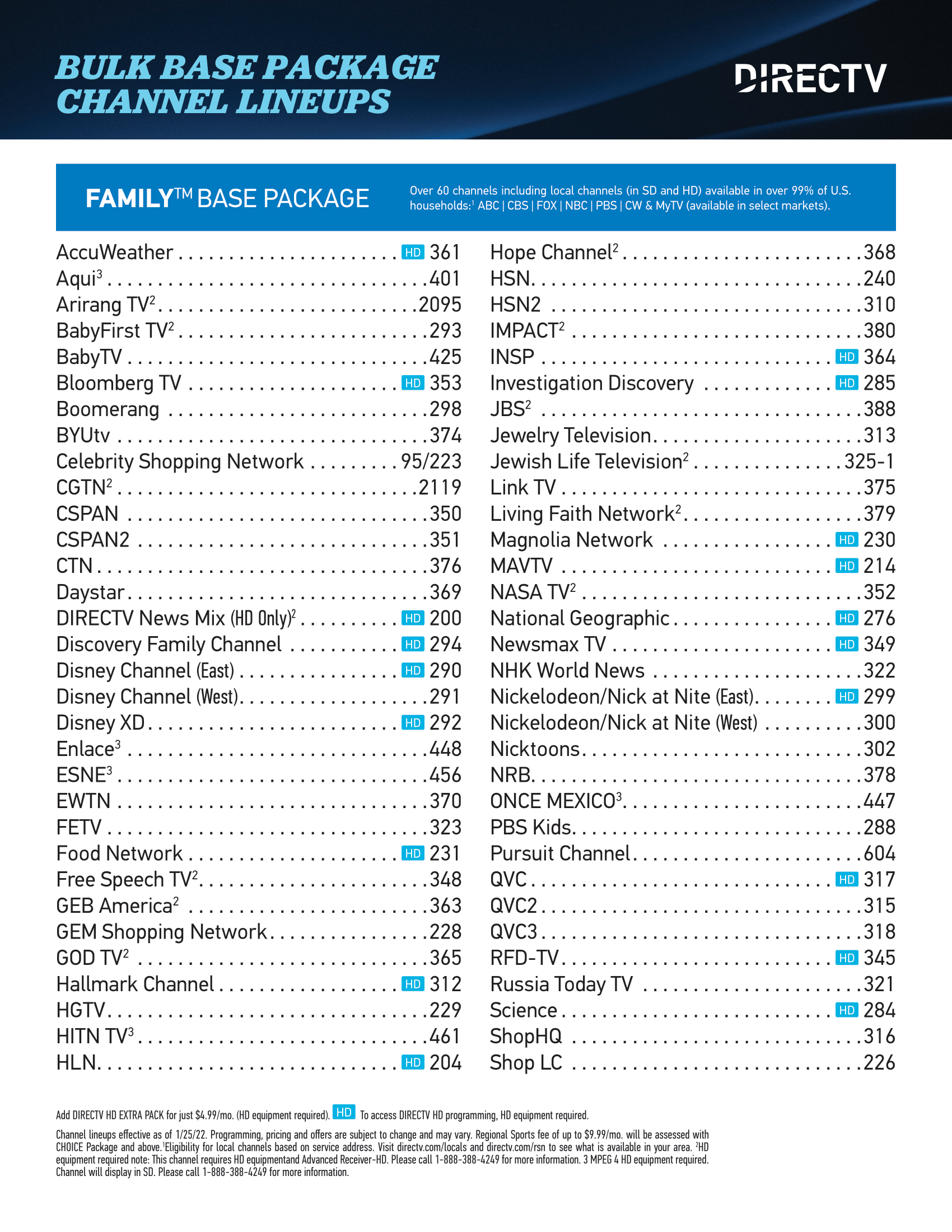 Printable Channel Lineup Direct Tv
