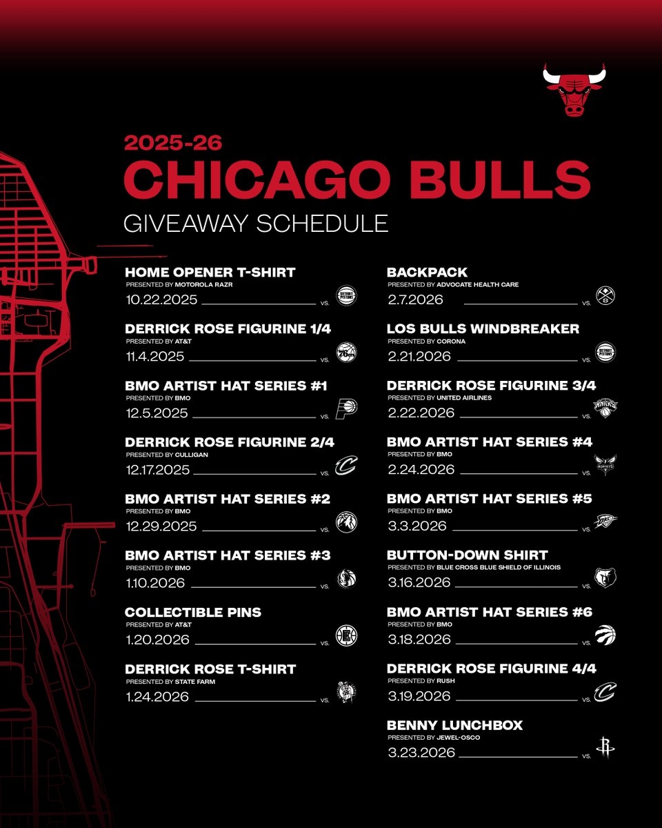 Chicago Bulls Printable Schedule 2025-2026