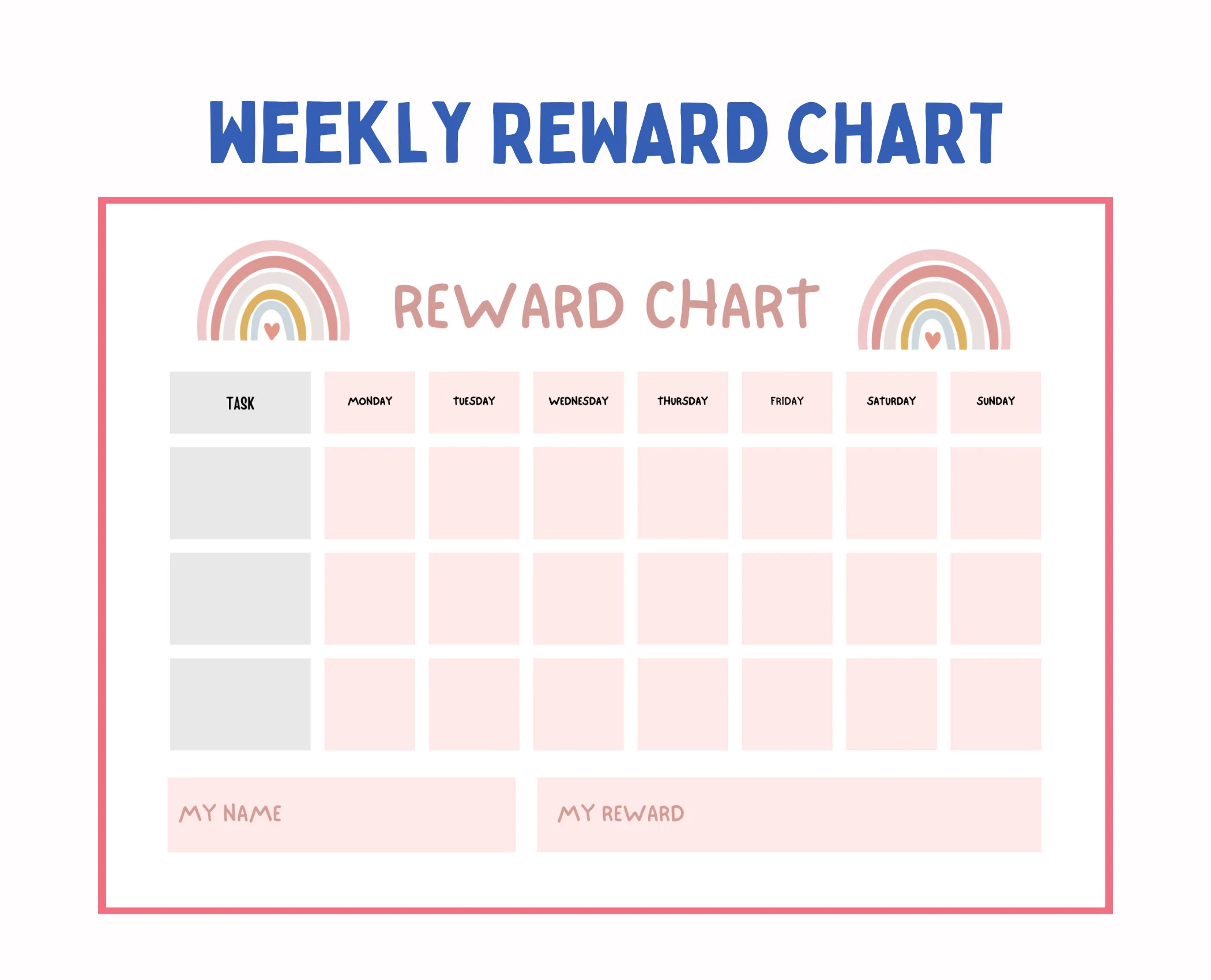 Chore Chart For Kids Printable Daily Weekly Reward Chart For Kids Behavior Chart Reward Chart Etsy Norway