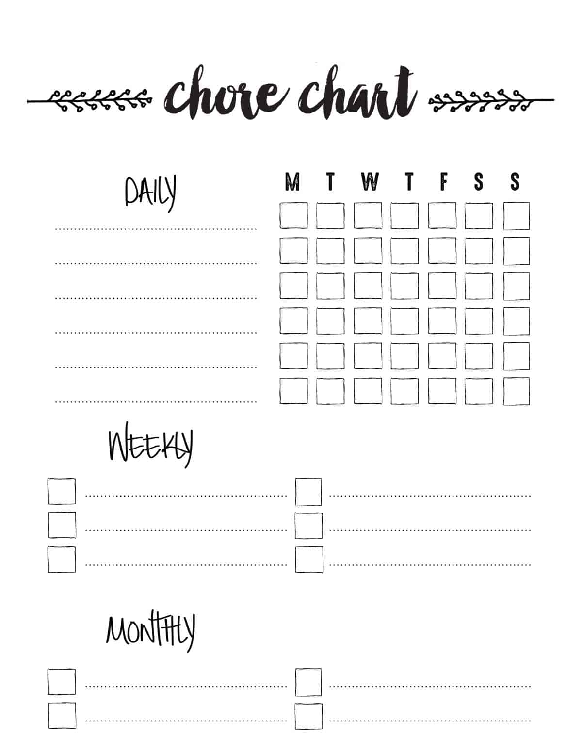 Free Printable Blank Chore Sheet Free Printable Blank Chore Sheet