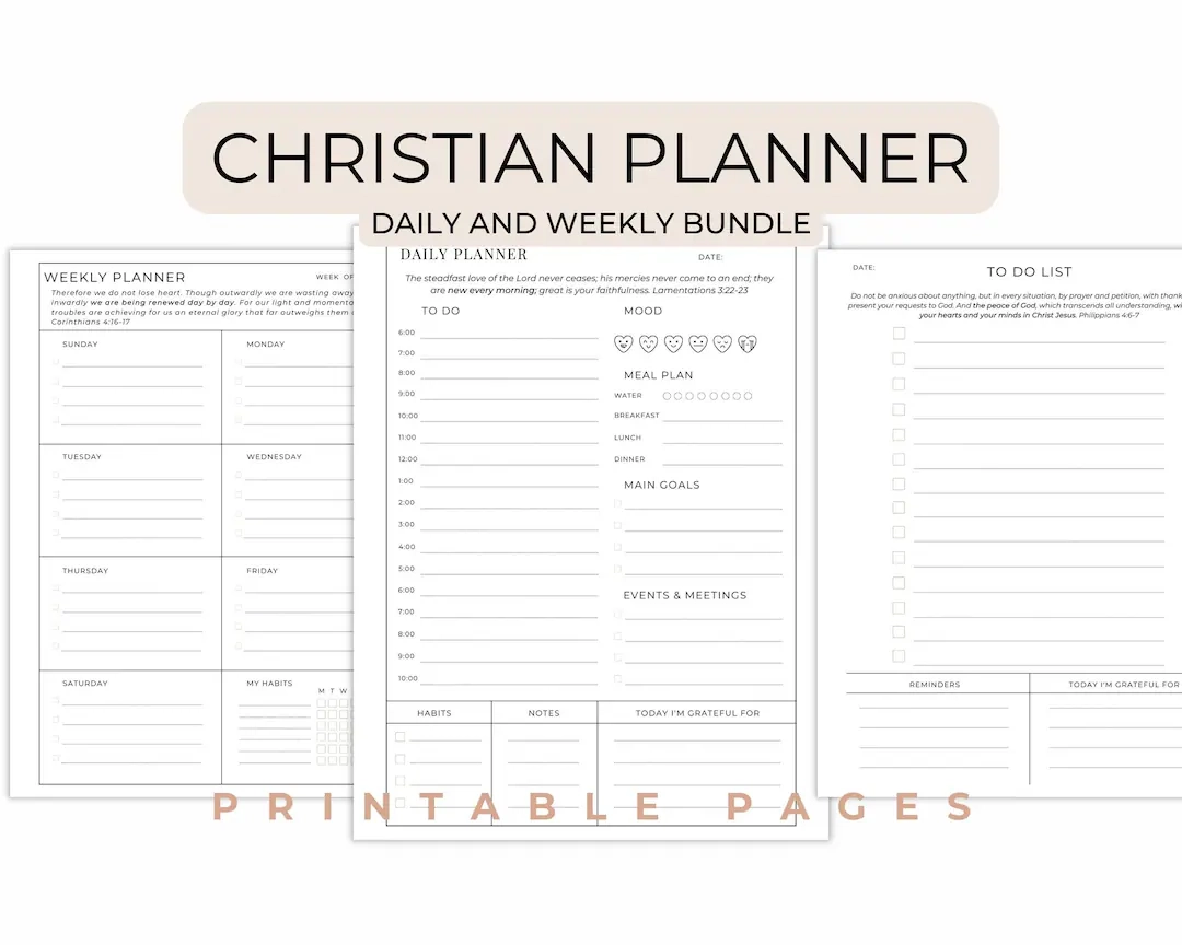 Christian Planner Printable DAILY AND WEEKLY Faith Planner Daily Christian Planner To Do List Christian Journal Devotional Planner Bible Etsy Christian Planner Printable DAILY AND WEEKLY Faith Planner Daily Christian Planner To Do List Christian Journal Devotional Planner Bible Etsy