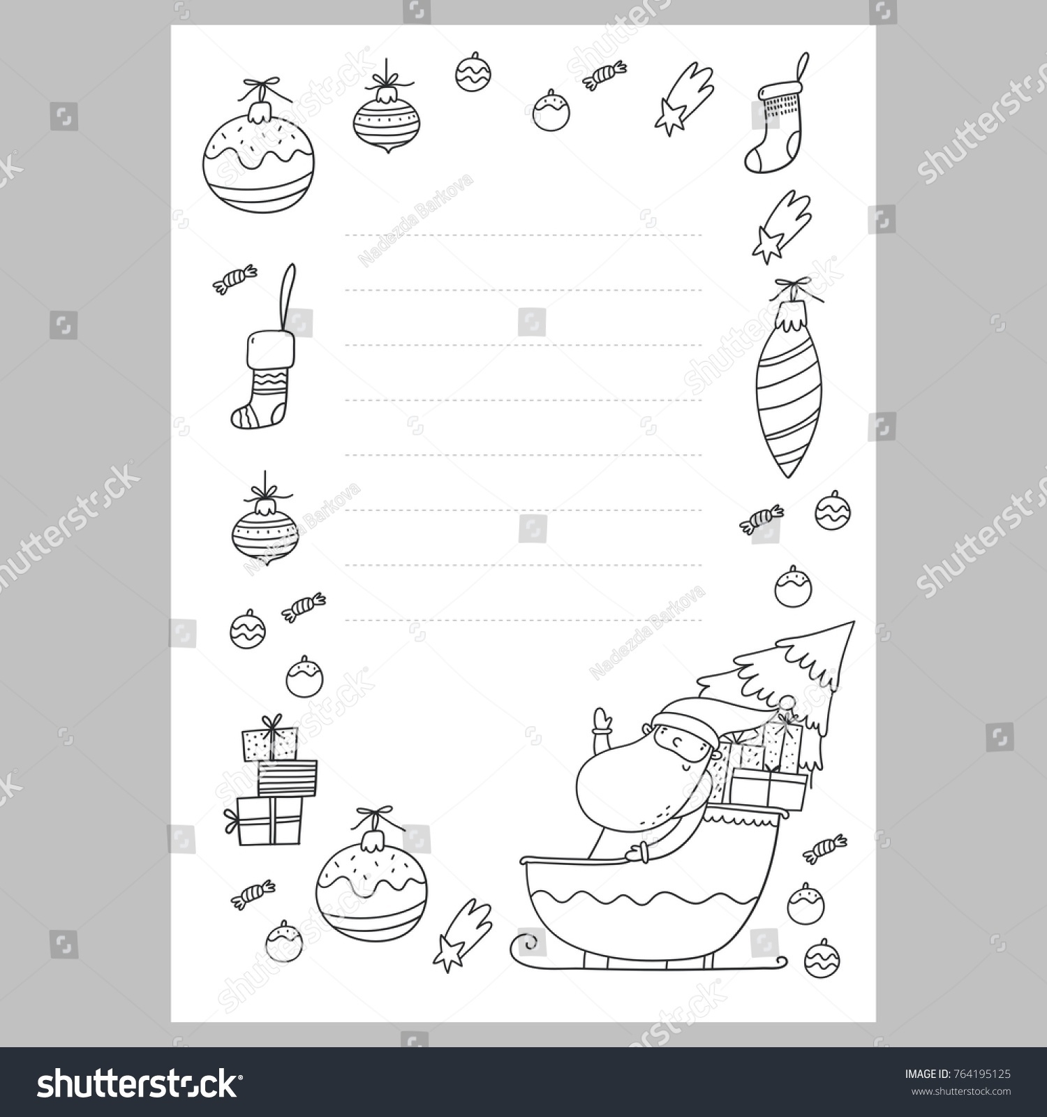 Christmas Coloring Page Christmas Wish List Stock Vector Royalty Free 764195125 Shutterstock