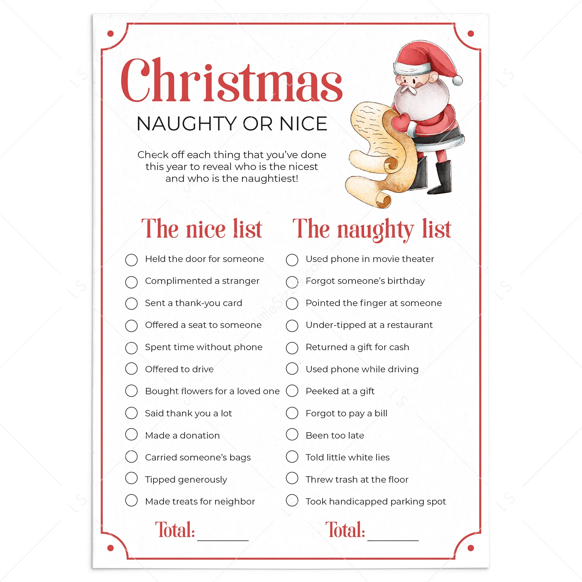 Christmas Naughty Or Nice List For Adults Printable Instant Download LittleSizzle Christmas Naughty Or Nice List For Adults Printable Instant Download LittleSizzle
