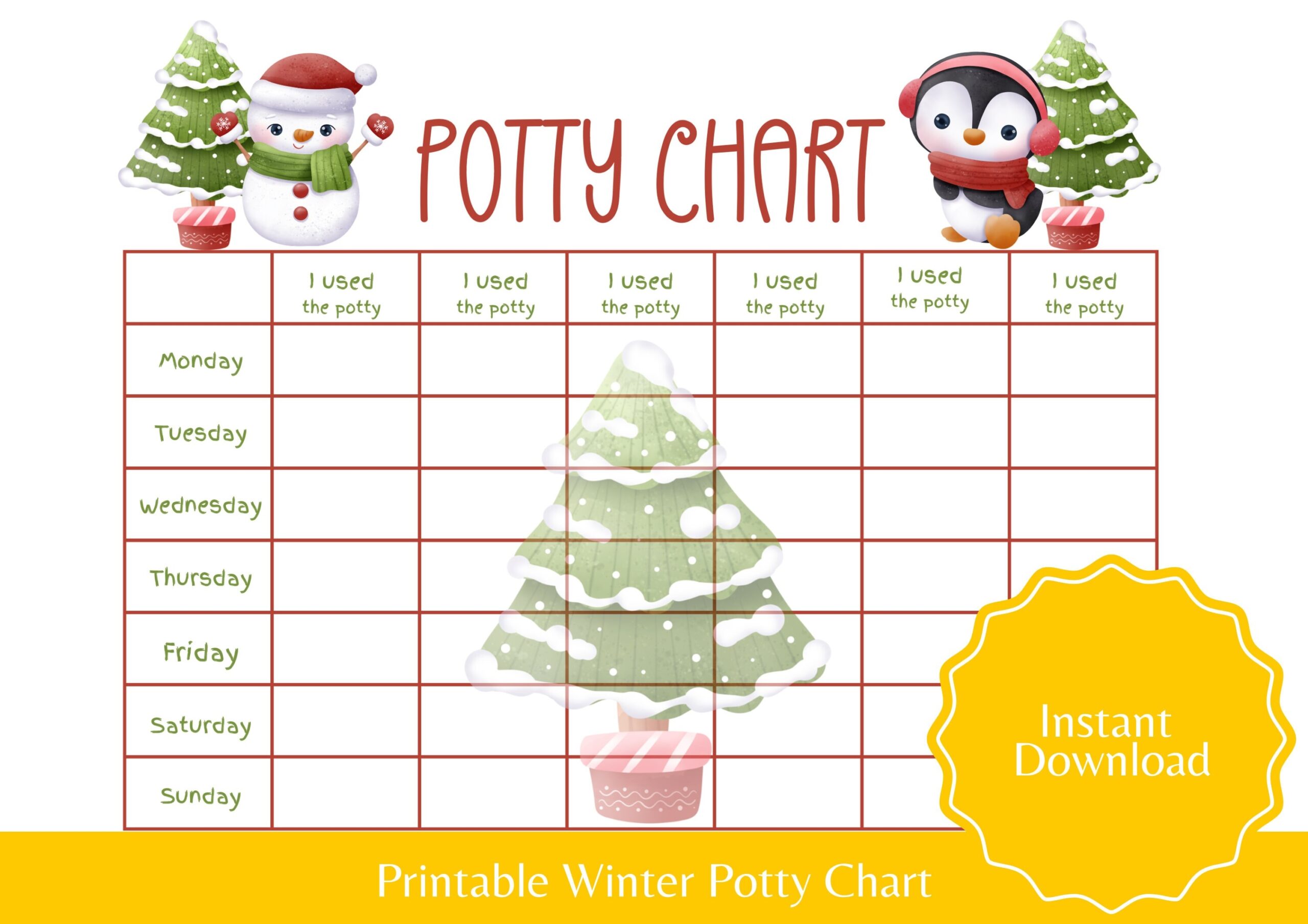 Printable Christmas Potty Chart
