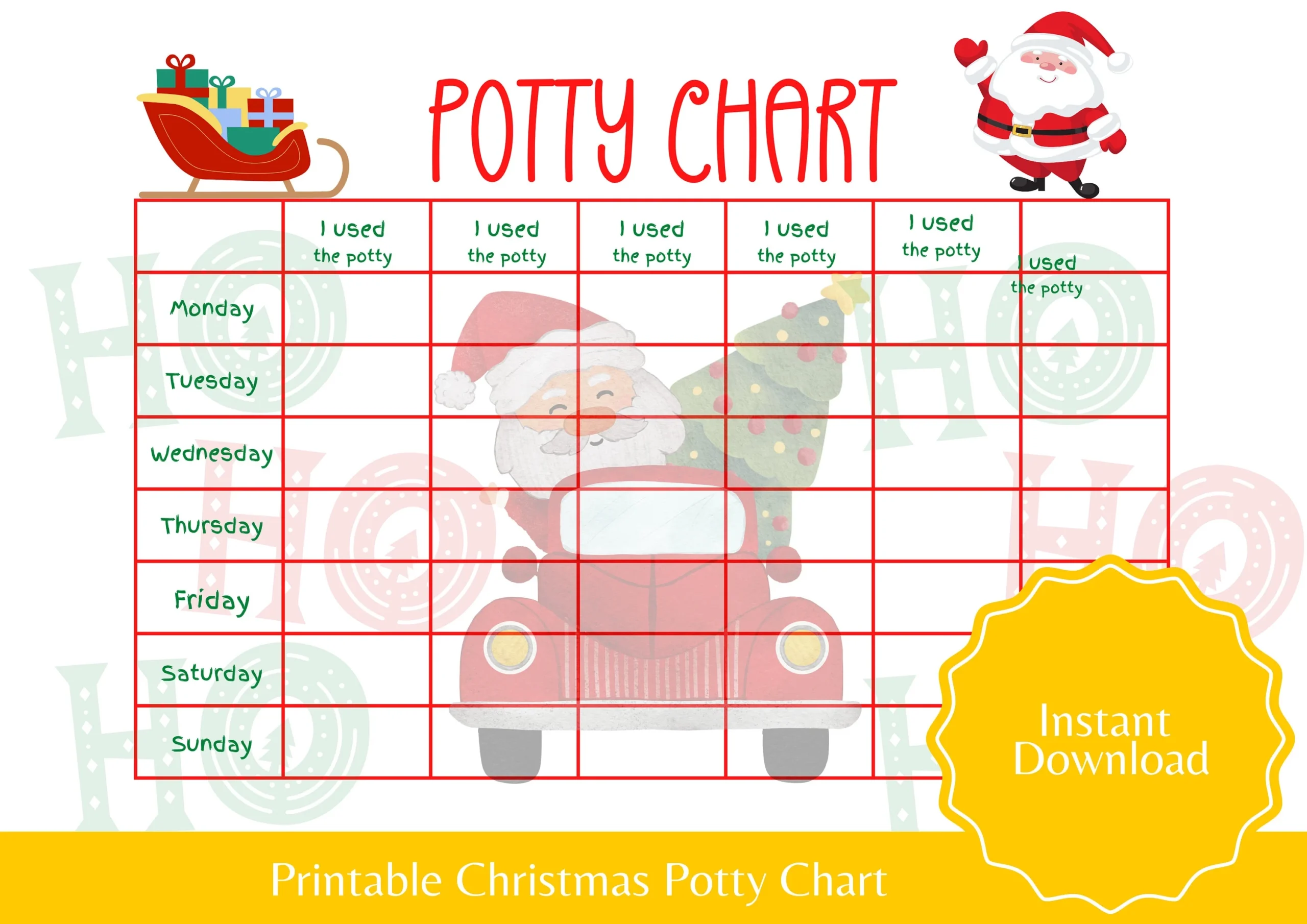 Christmas Potty Training Chart Santa Tracker printable PDF Etsy