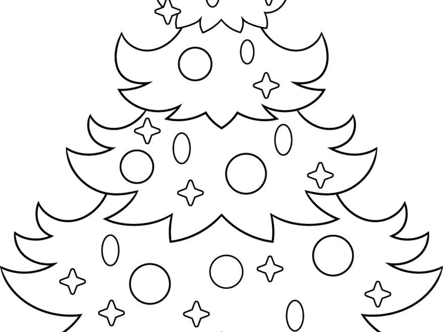 Christmas Tree Outline Coloring Page Easy Drawing Guides
