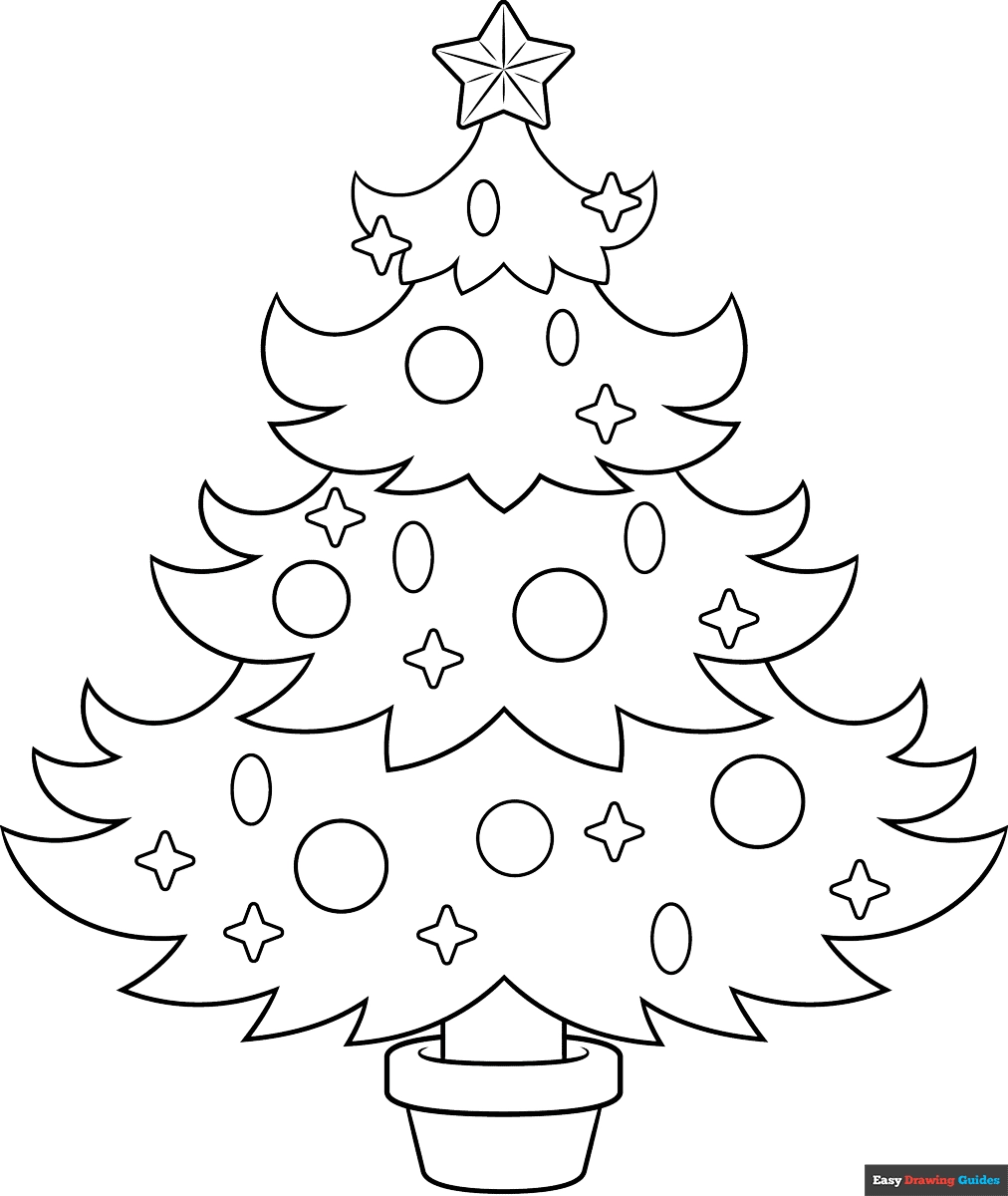 Christmas Tree Outline Coloring Page Easy Drawing Guides Christmas Tree Outline Coloring Page Easy Drawing Guides