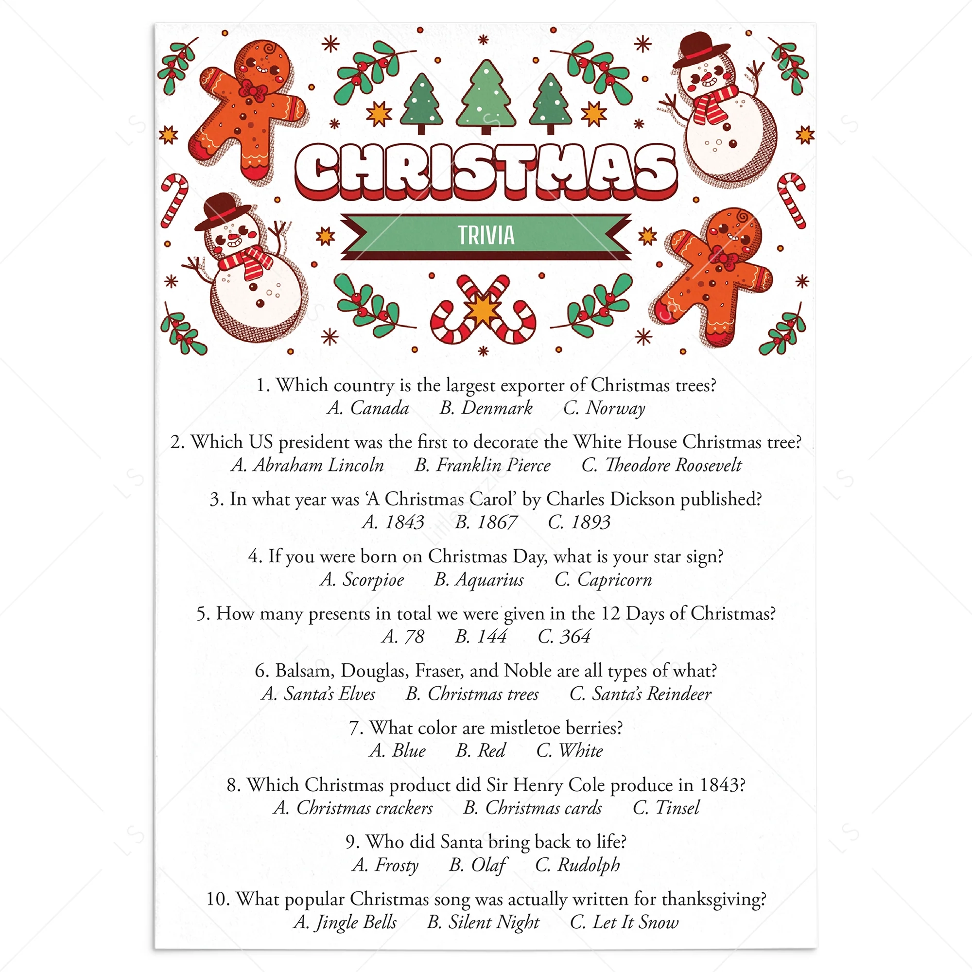 Christmas Trivia Quiz With Answers Printable Christmas Party Games LittleSizzle Christmas Trivia Quiz With Answers Printable Christmas Party Games LittleSizzle