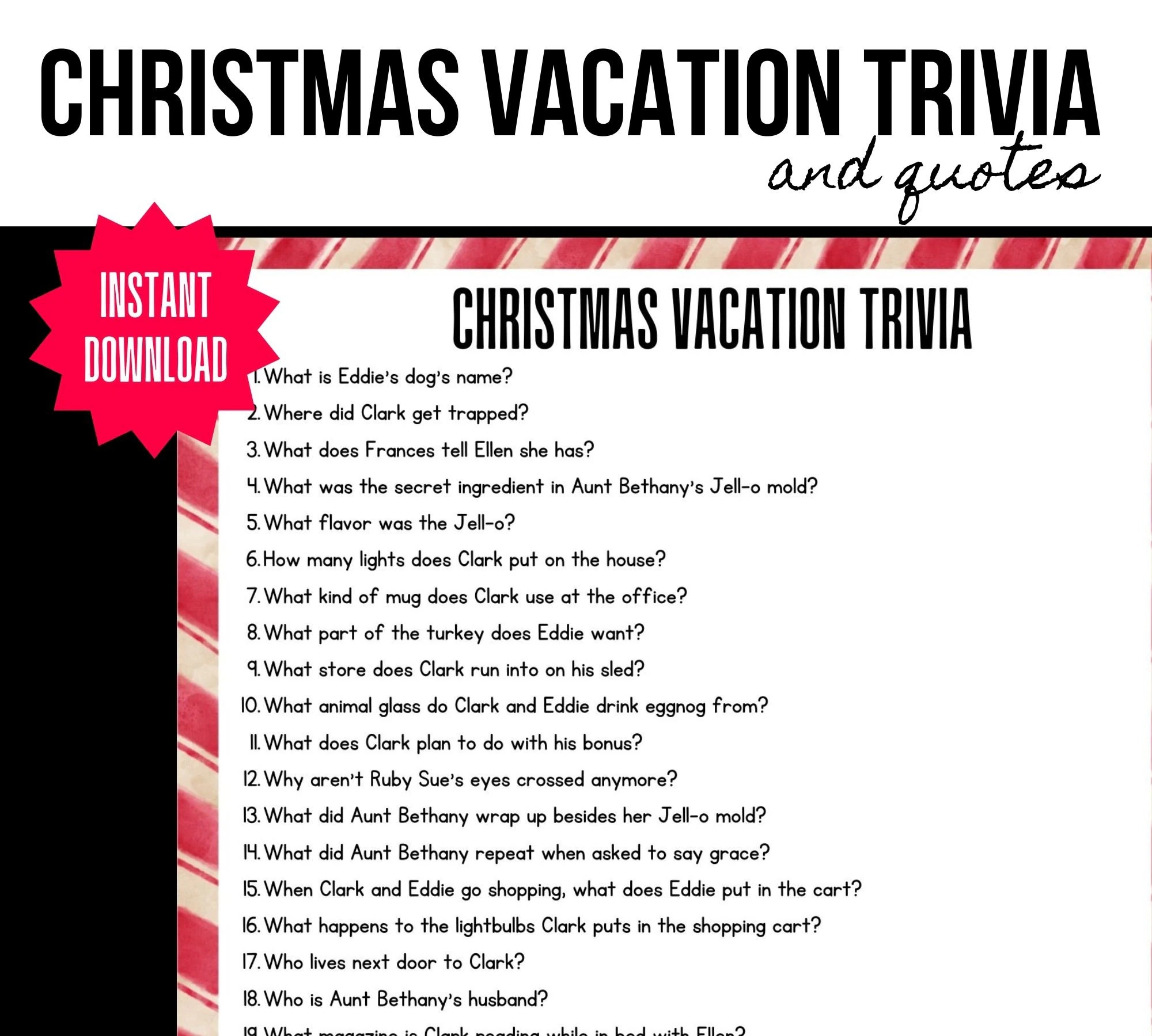 Christmas Vacation Trivia Christmas Vacation Quotes Christmas Game Printables Etsy Christmas Vacation Trivia Christmas Vacation Quotes Christmas Game Printables Etsy