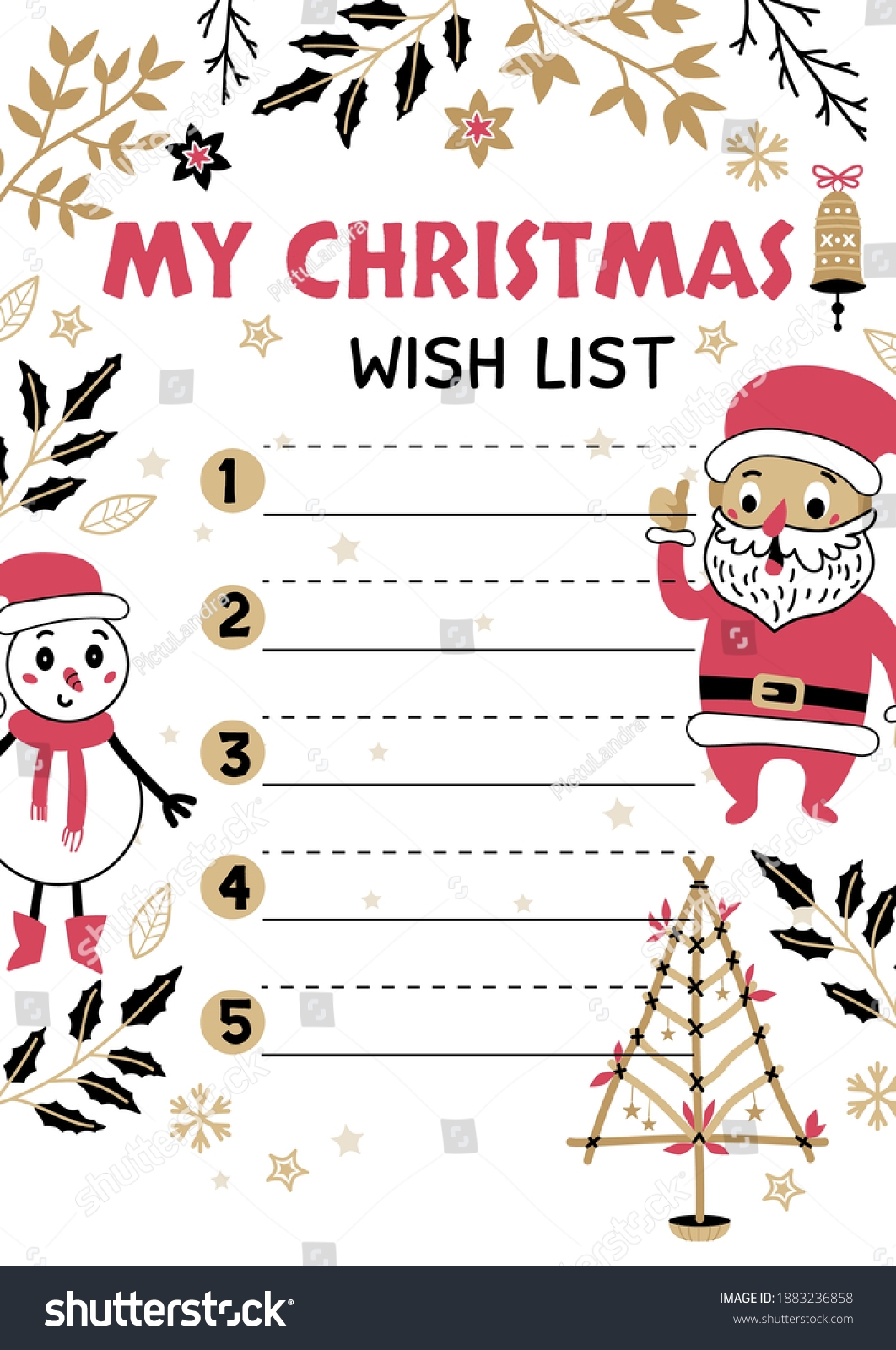 Christmas List Template -Printable Christmas List Template -Printable