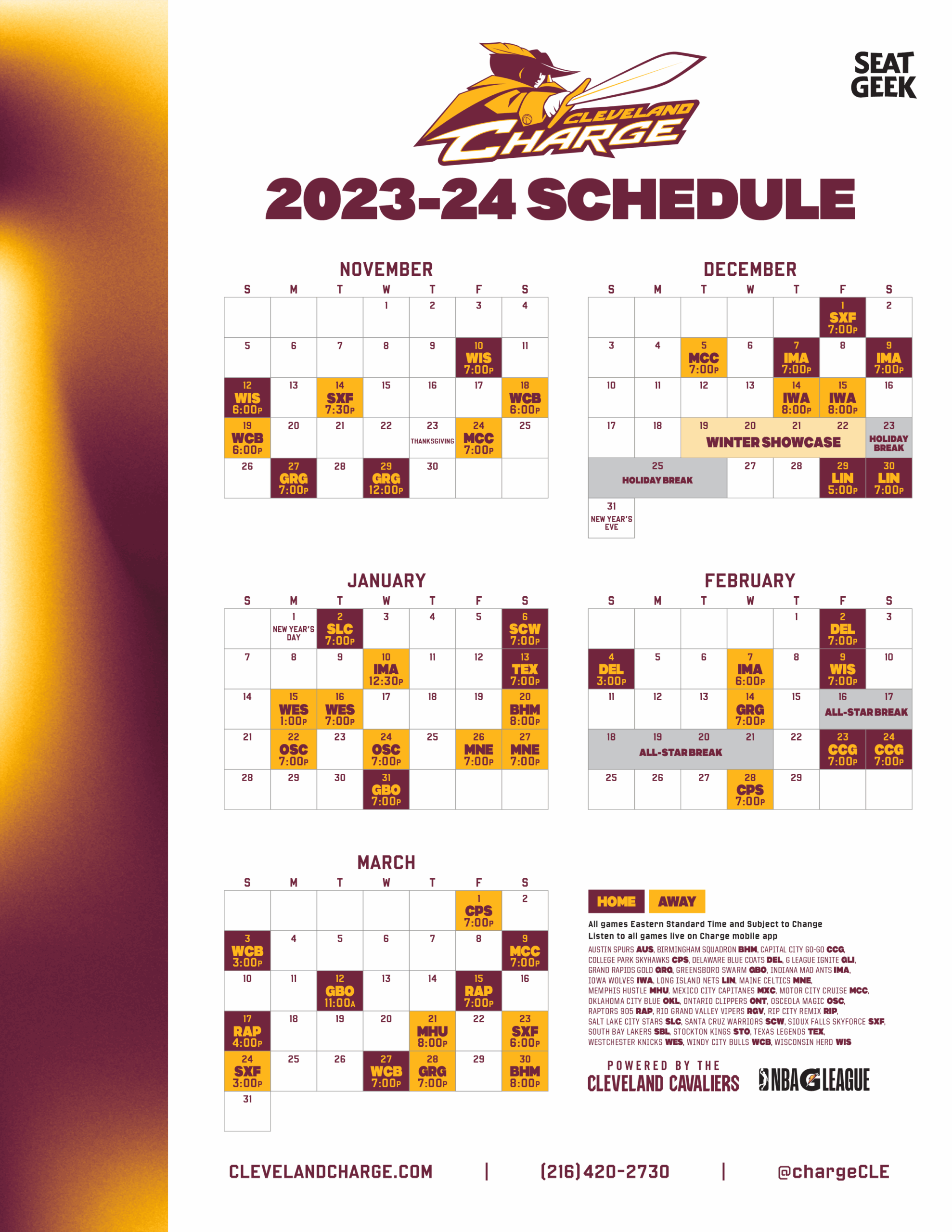 Cleveland Charge 2023 24 Schedule Cleveland Cleveland Charge 2023 24 Schedule Cleveland