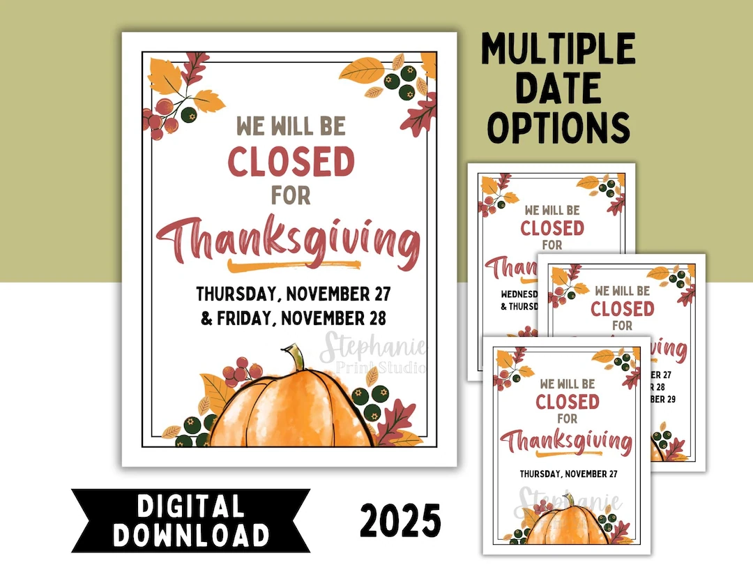 Thanksgiving Closed Sign Printable