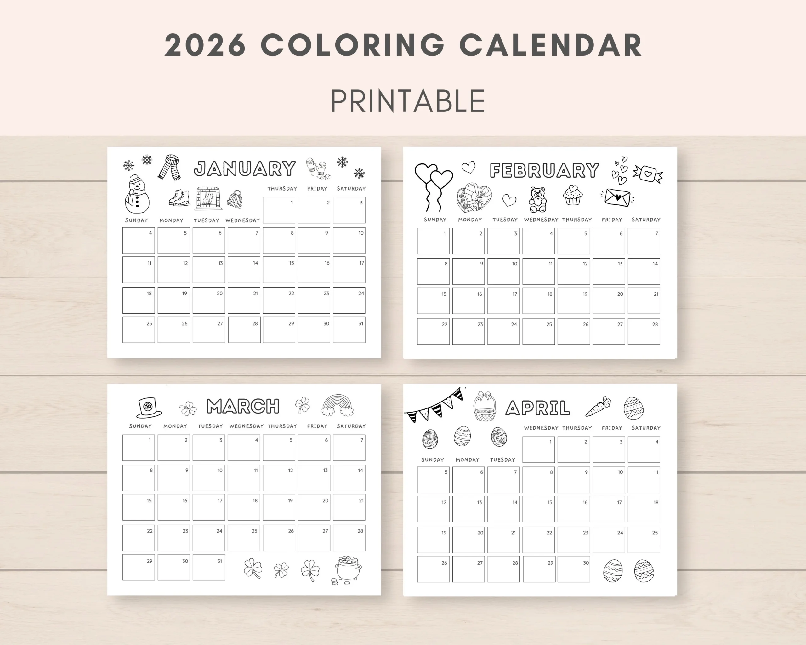 Colorable Weekly Planner 2026 Printable