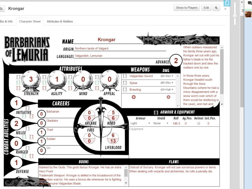 Community Forums Barbarians Of Lemuria Mythic Edition Roll20 Online Virtual Tabletop
