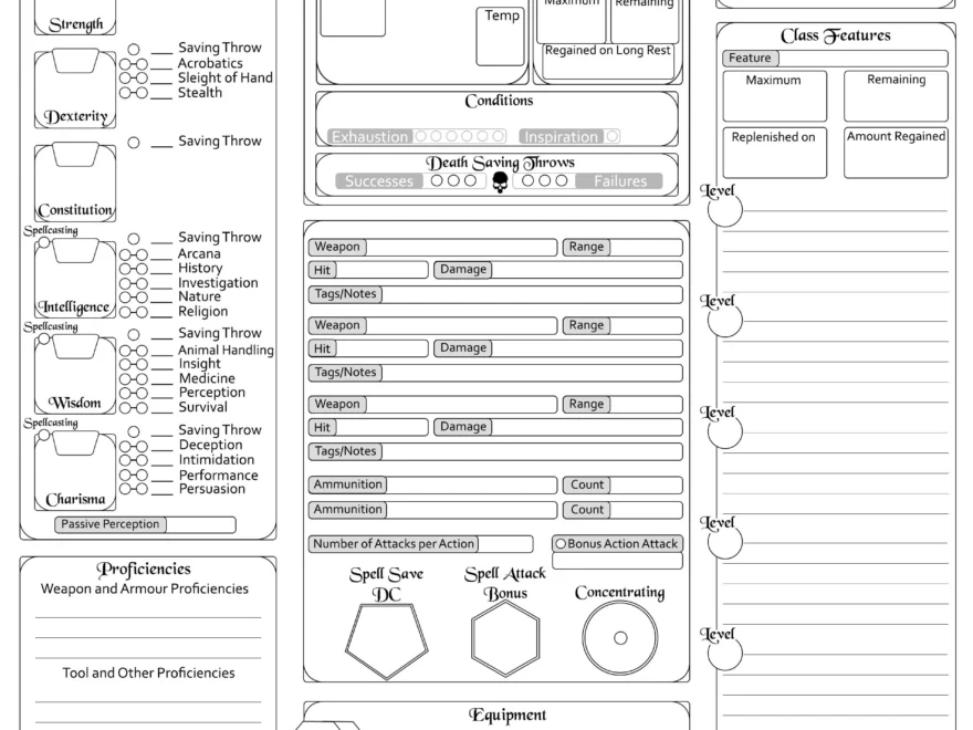 Complete Character Sheet 5e V 3 Now A Better Fillable Pdf With Tooltips OC R DnD