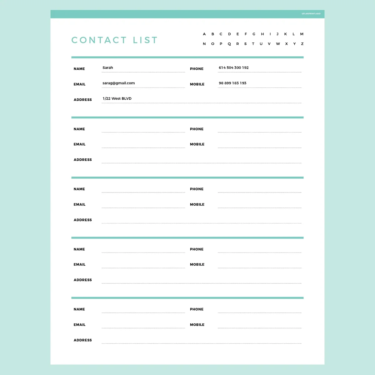 Printable Phone Page List Printable Phone Page List