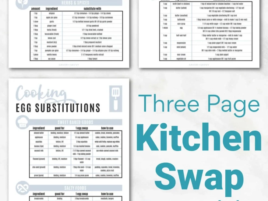 Cooking And Baking Ingredient Substitutions Printables Savor Savvy